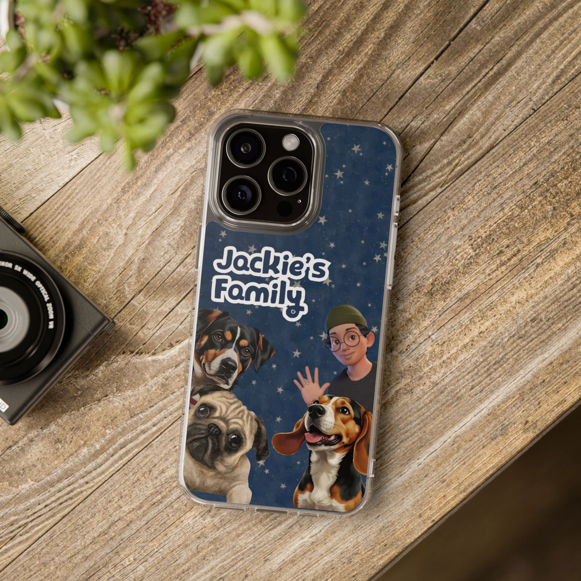 Daily Edition - Night Stars Design - 3 Pets - Personalized Phone Case For Pets And Owner