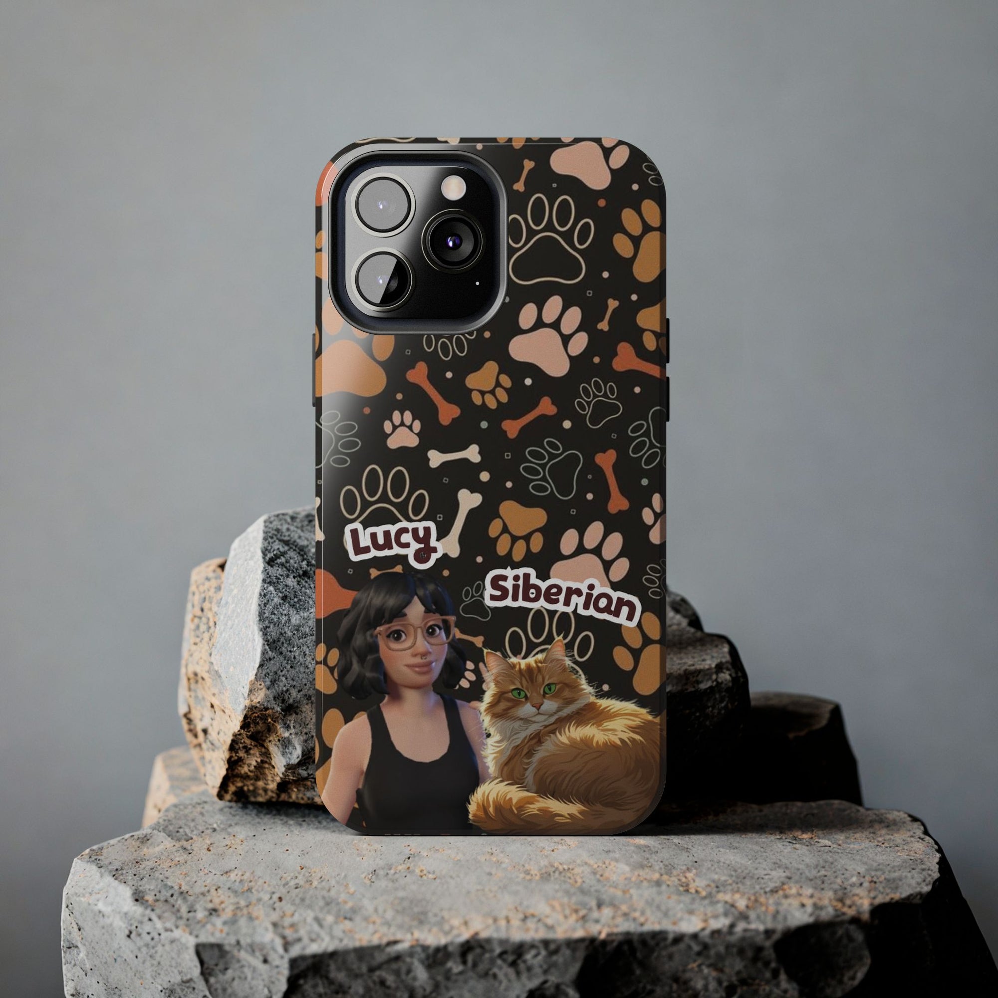 Halloween Edition - 1 Pet - Bones and Paws - Custom Pet & Owner Photo Phone Case