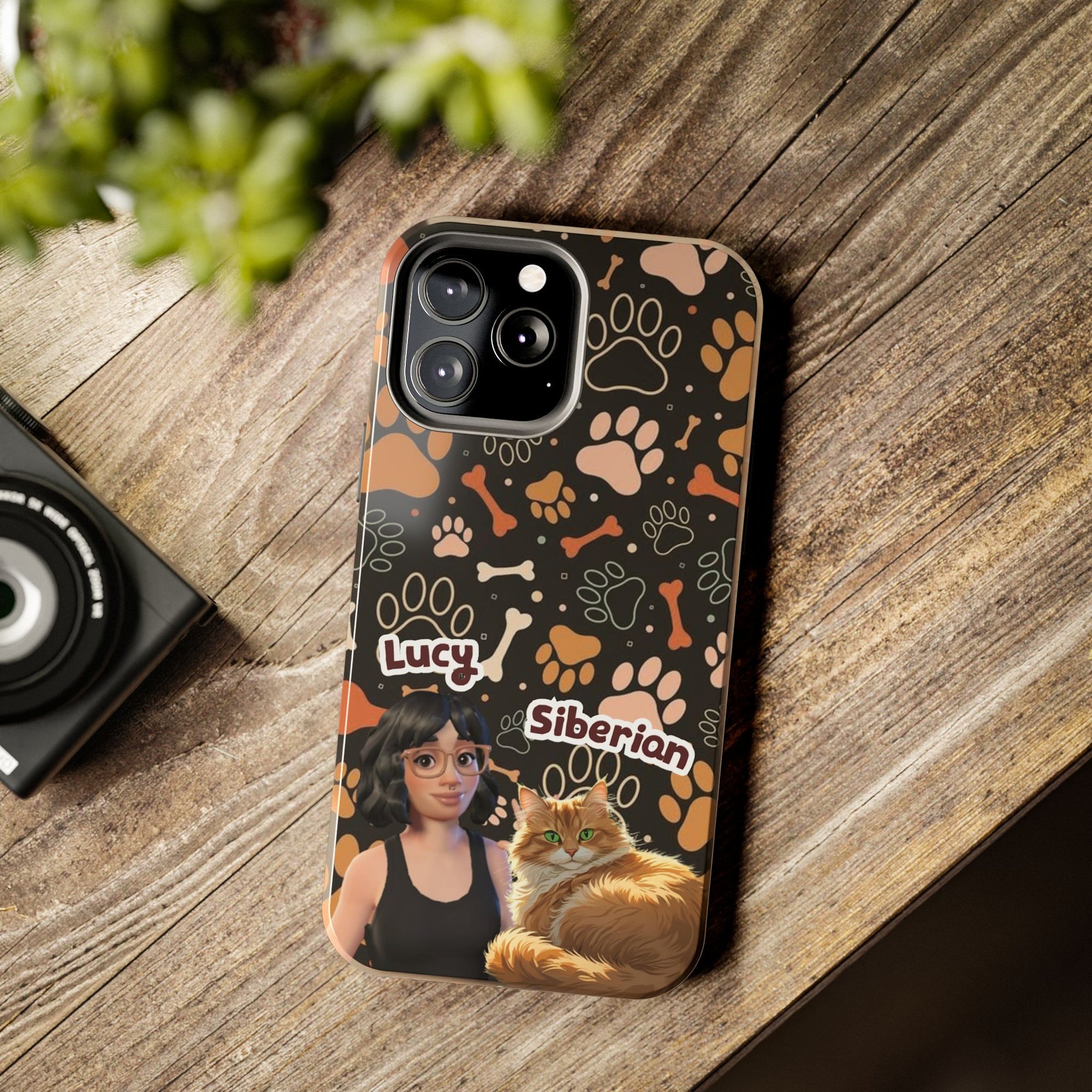 Halloween Edition - 1 Pet - Bones and Paws - Custom Pet & Owner Photo Phone Case