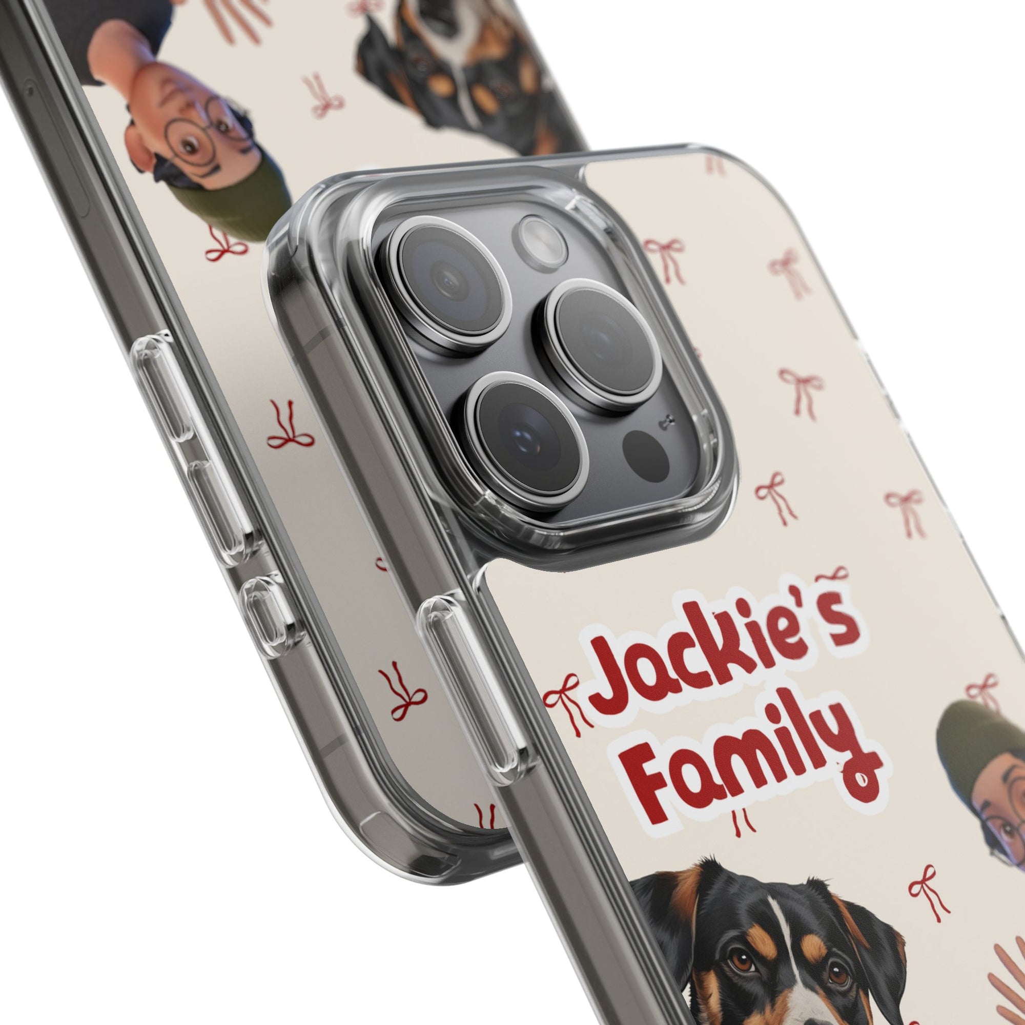 Daily Edition - Bow Design - 3 Pets - Personalized Phone Case For Pets And Owner