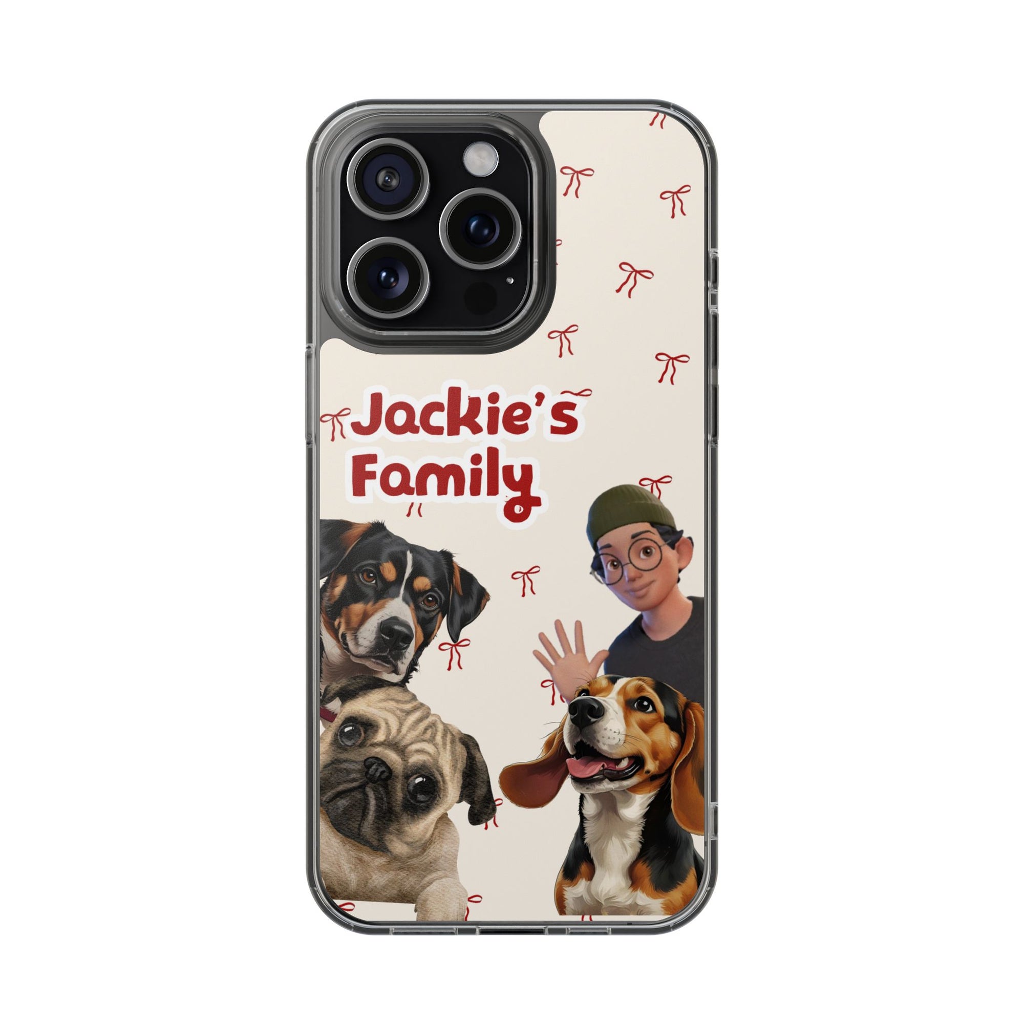 Daily Edition - Bow Design - 3 Pets - Personalized Phone Case For Pets And Owner