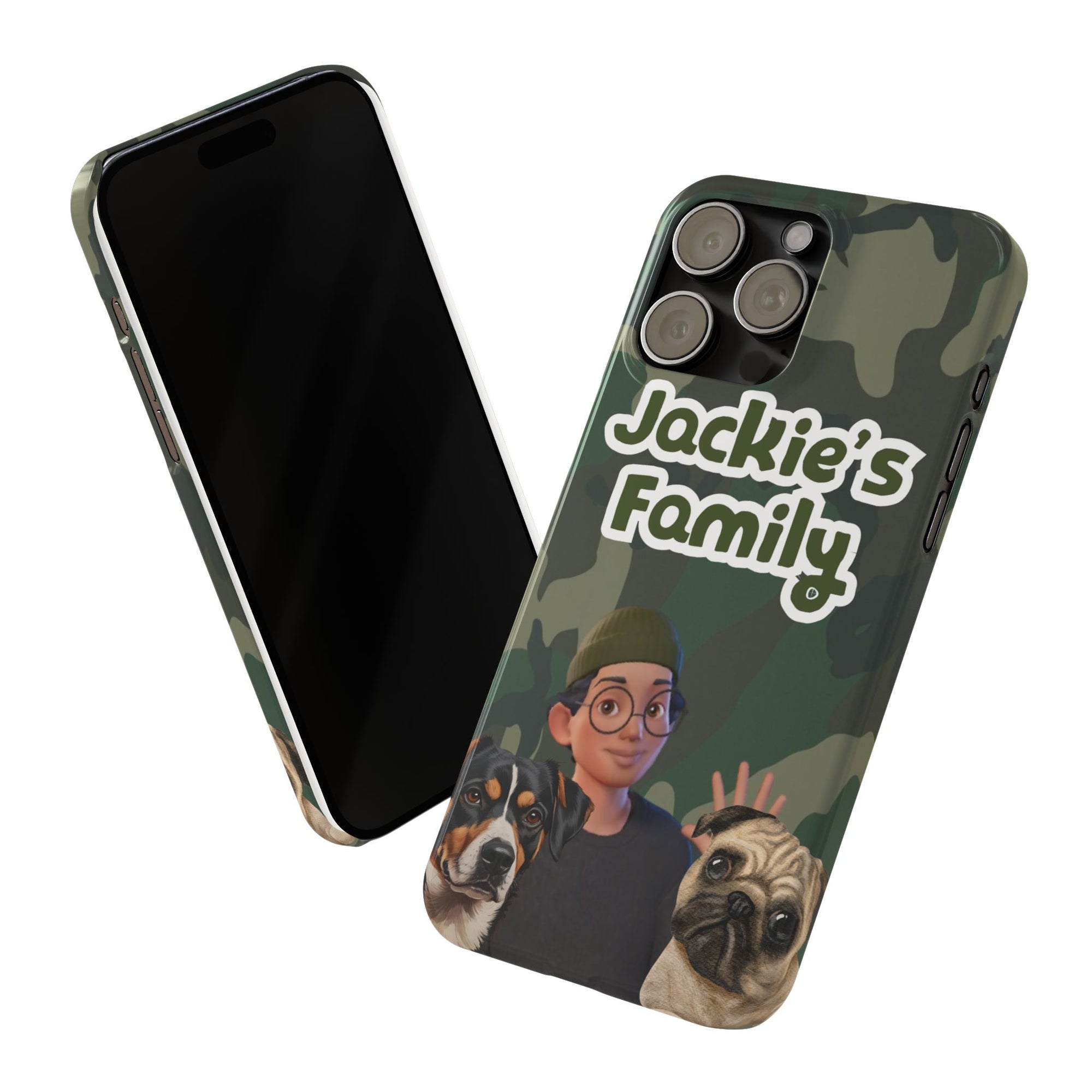 Daily Edition - Camo Design - 2 Pets - Personalized Phone Case For Pets And Owner