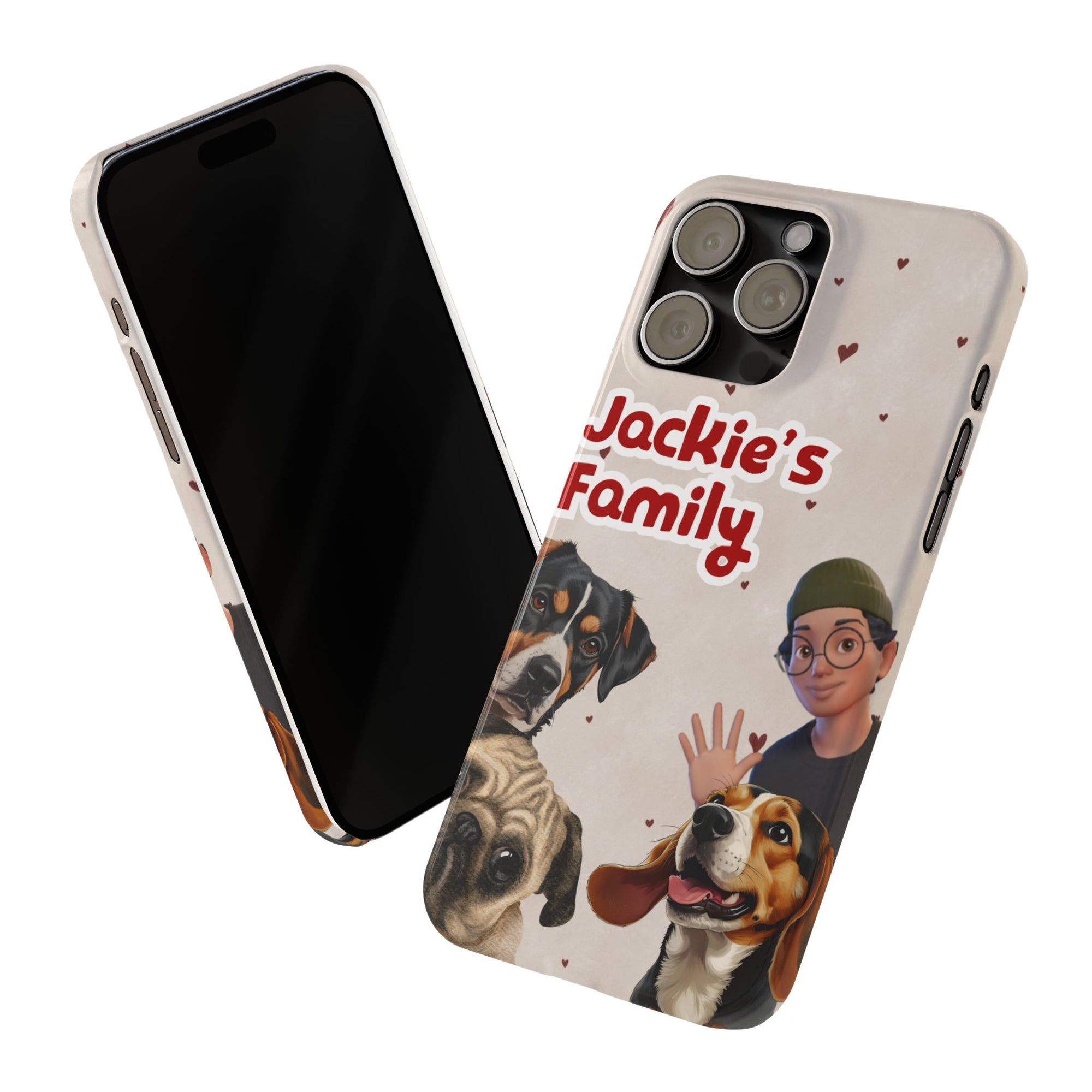 Daily Edition - Bow Design - 3 Pets - Personalized Phone Case For Pets And Owner