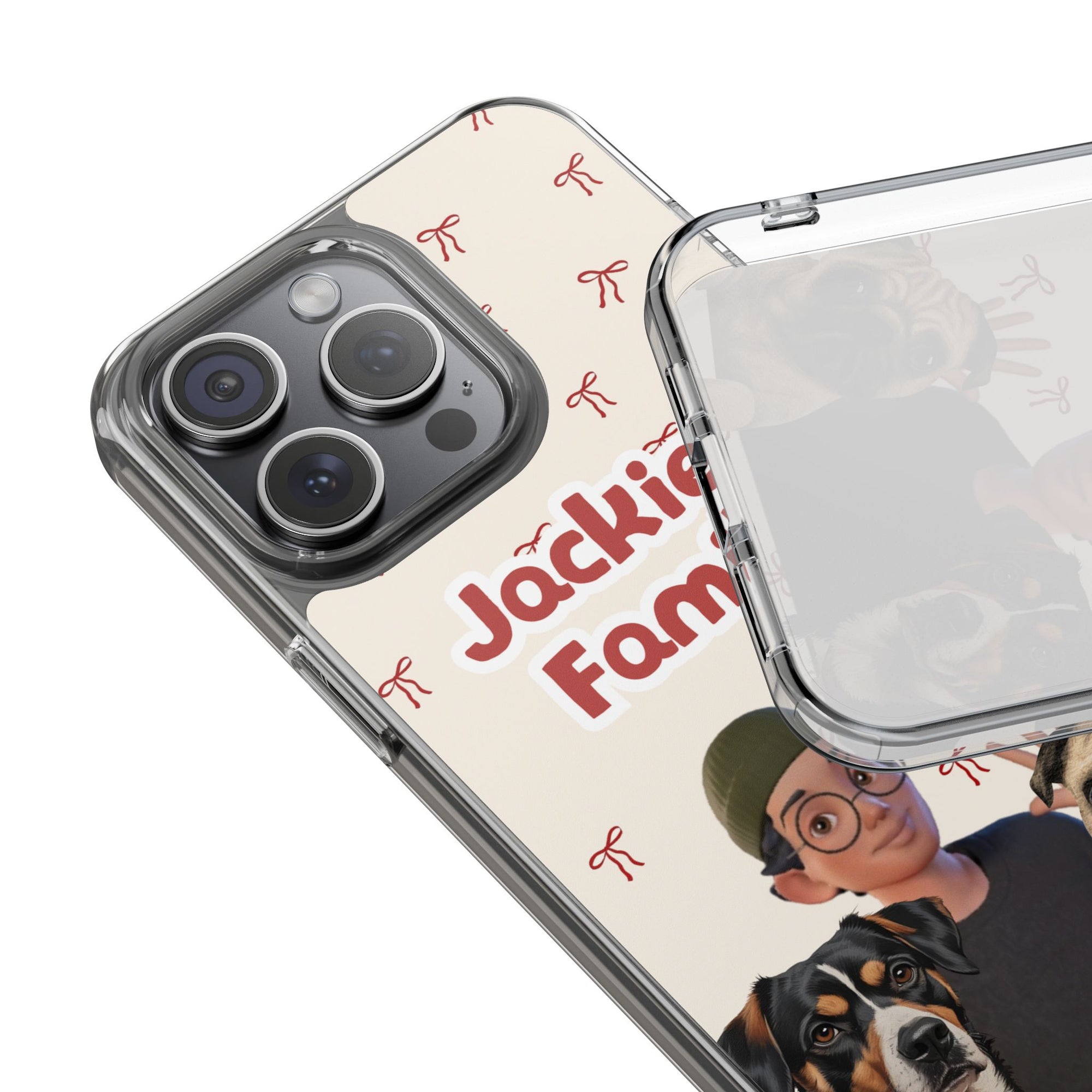 Daily Edition - Bow Design - 2 Pets - Personalized Phone Case For Pets And Owner