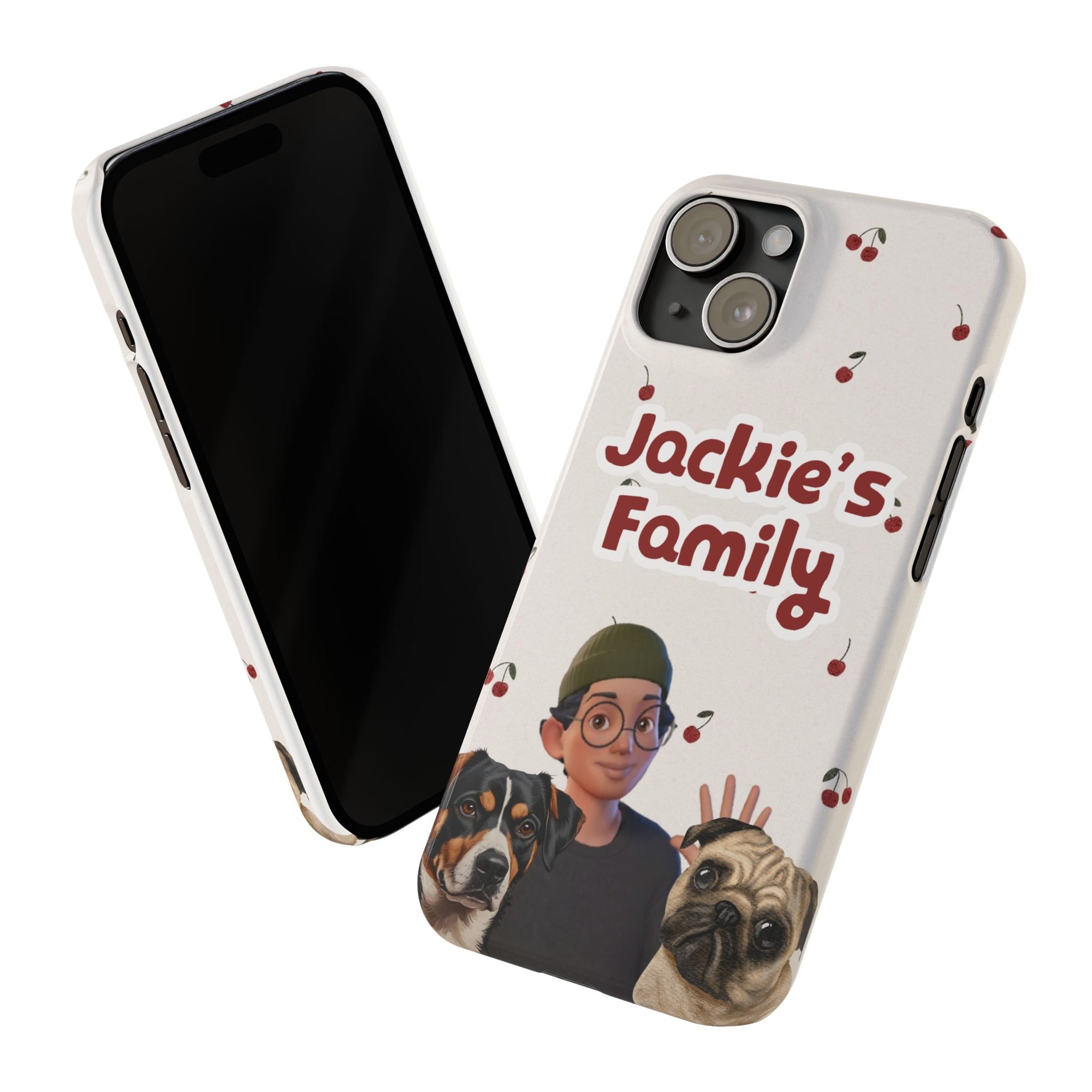 Daily Edition - Cherry Design - 2 Pets - Personalized Phone Case For Pets And Owner