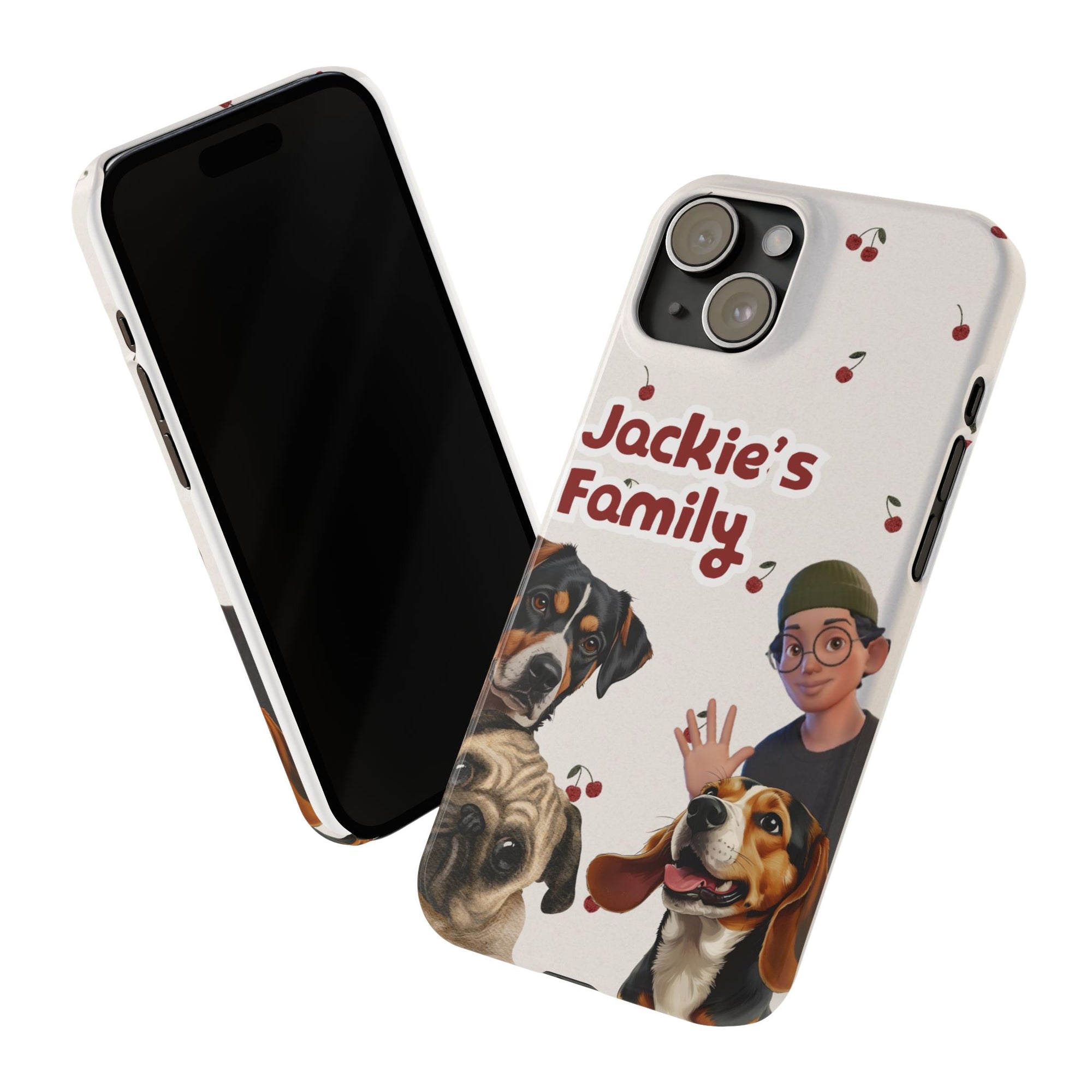 Daily Edition - Cherry Design - 3 Pets - Personalized Phone Case For Pets And Owner
