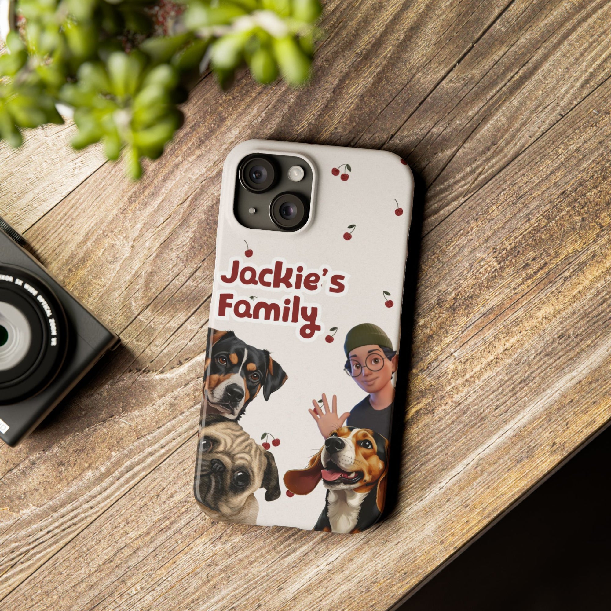 Daily Edition - Cherry Design - 3 Pets - Personalized Phone Case For Pets And Owner