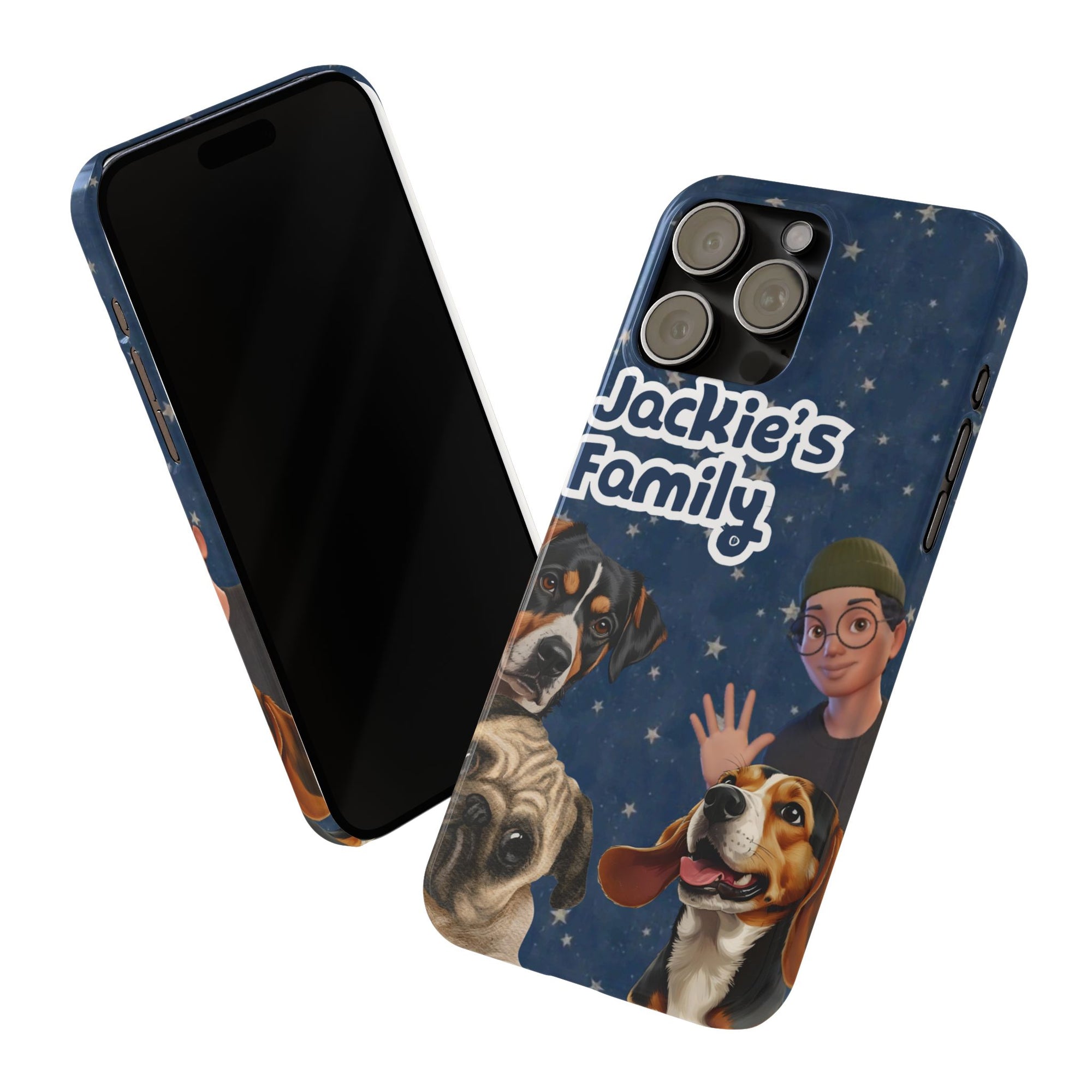 Daily Edition - Night Stars Design - 3 Pets - Personalized Phone Case For Pets And Owner