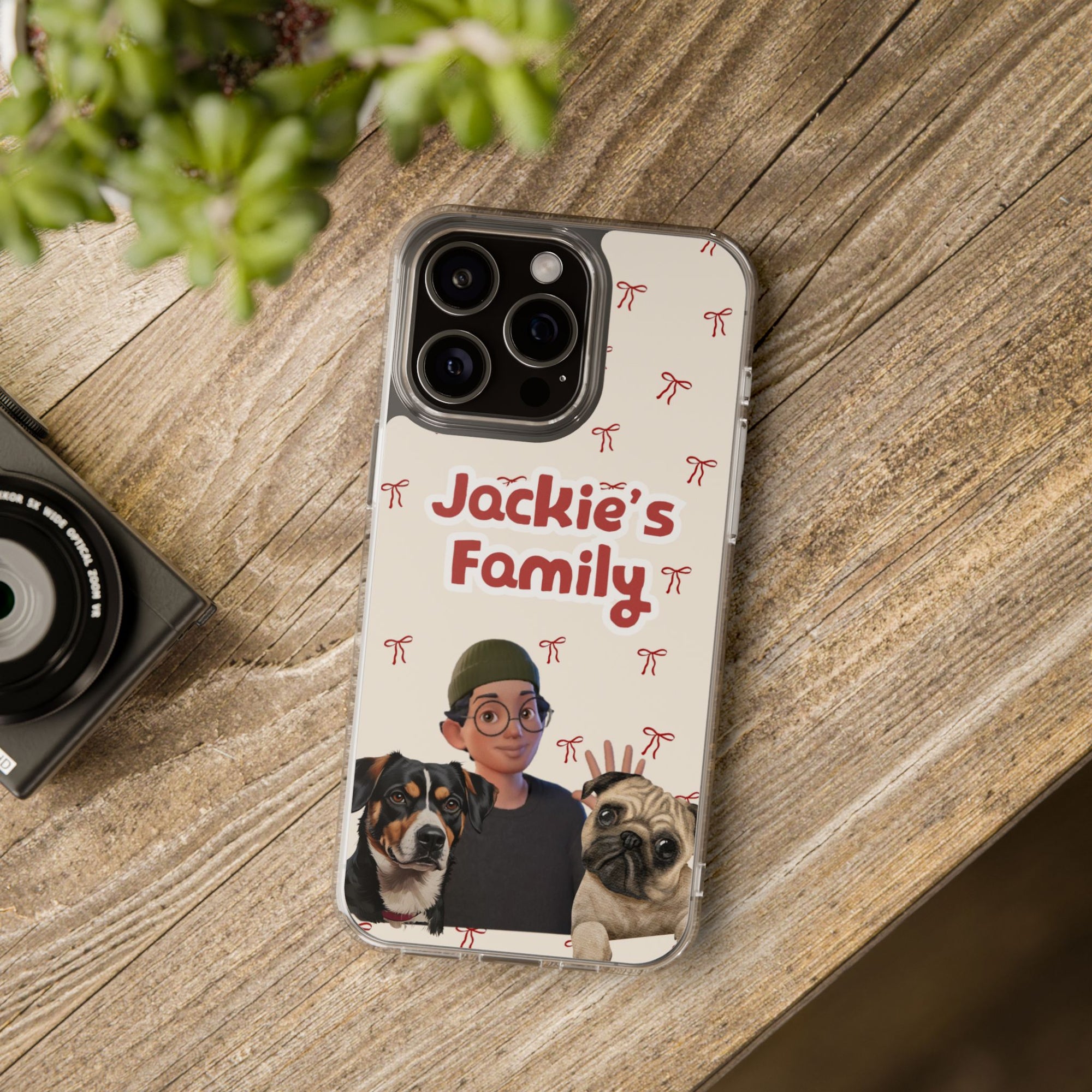 Daily Edition - Bow Design - 2 Pets - Personalized Phone Case For Pets And Owner