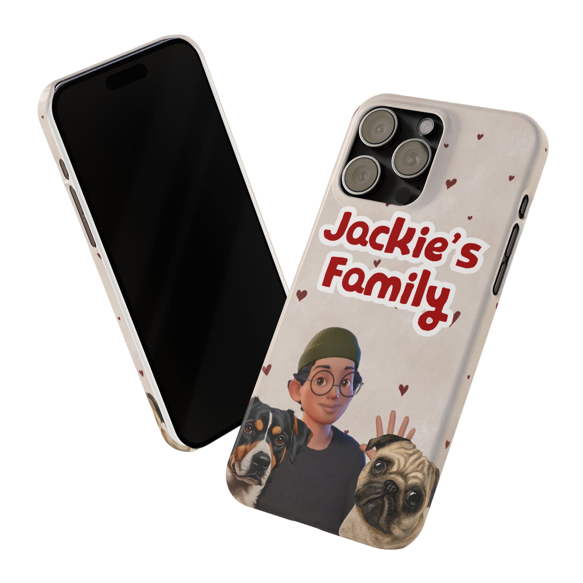 Daily Edition - Bow Design - 2 Pets - Personalized Phone Case For Pets And Owner