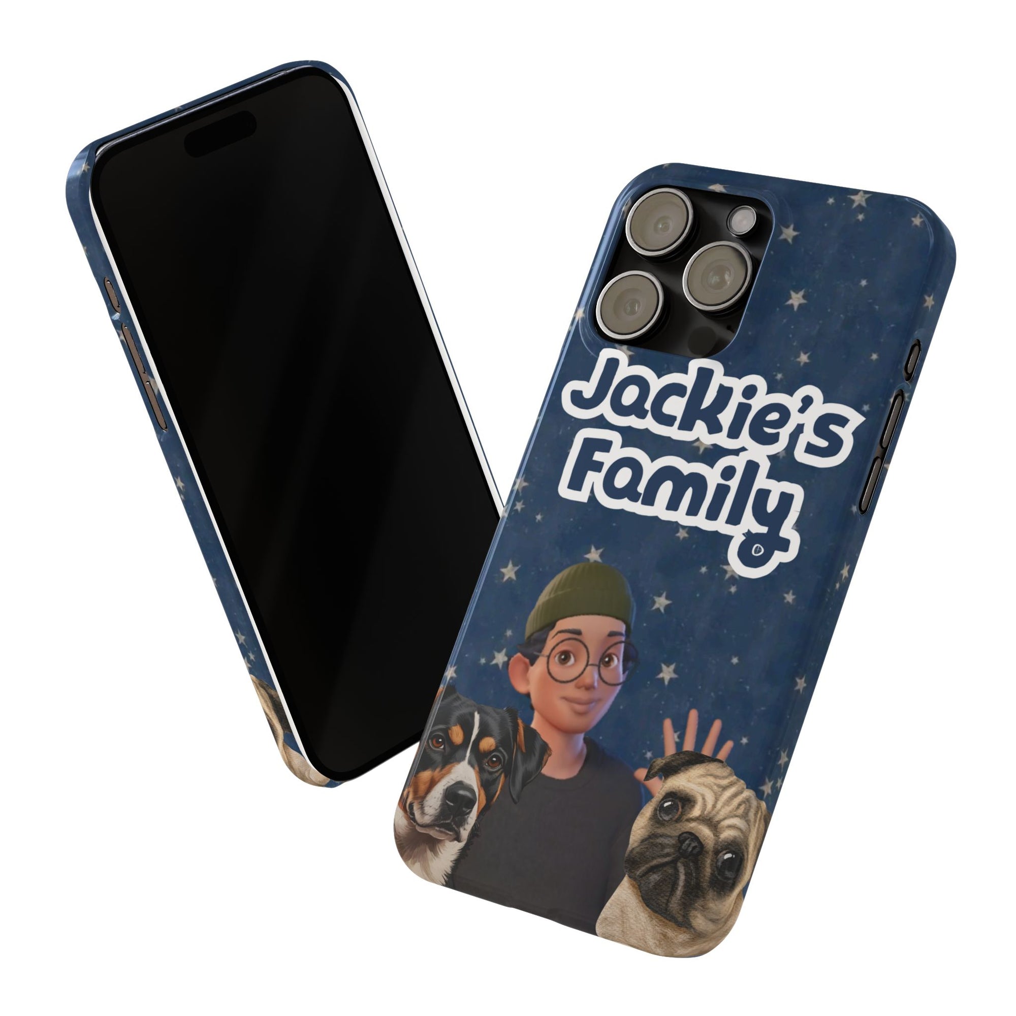 Daily Edition - Night Stars Design - 2 Pets - Personalized Phone Case For Pets And Owner