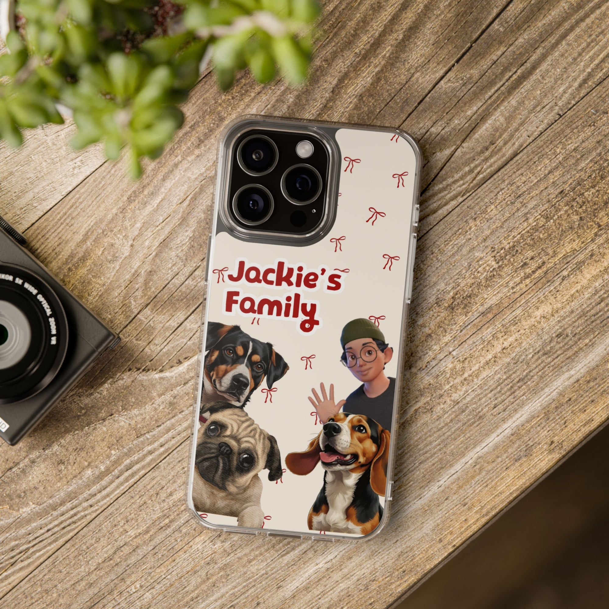 Daily Edition - Bow Design - 3 Pets - Personalized Phone Case For Pets And Owner