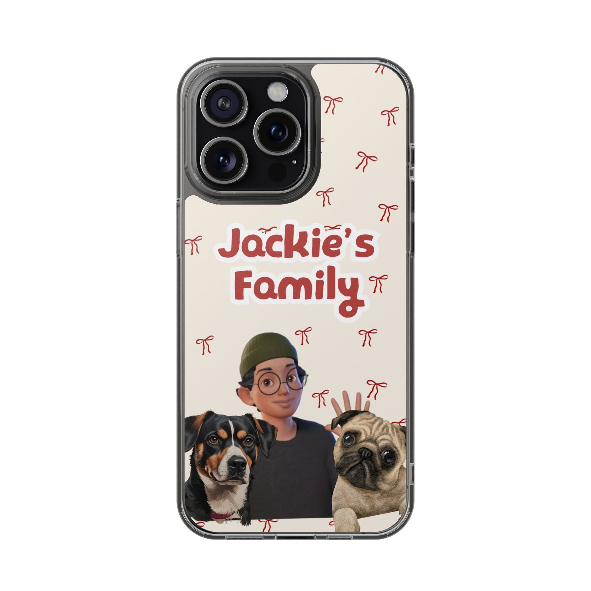 Daily Edition - Bow Design - 2 Pets - Personalized Phone Case For Pets And Owner