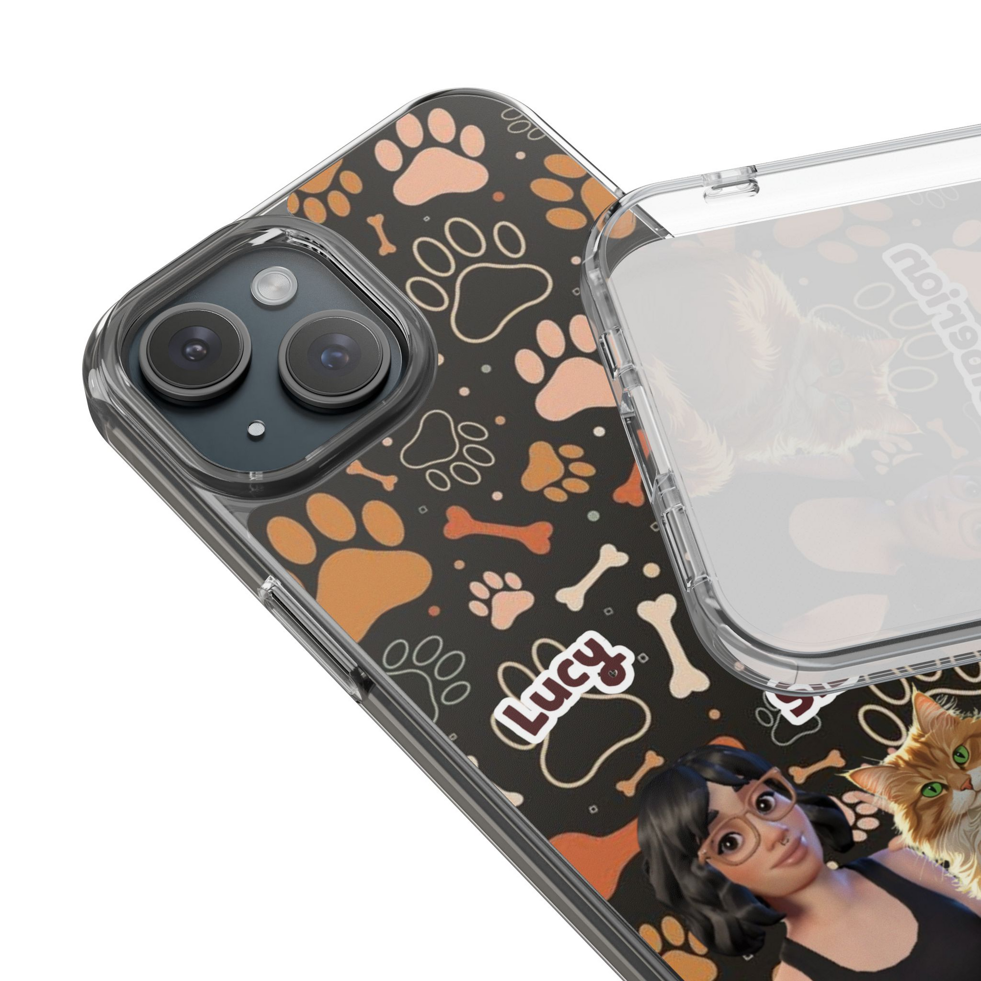 Halloween Edition - 1 Pet - Bones and Paws - Custom Pet & Owner Photo Phone Case