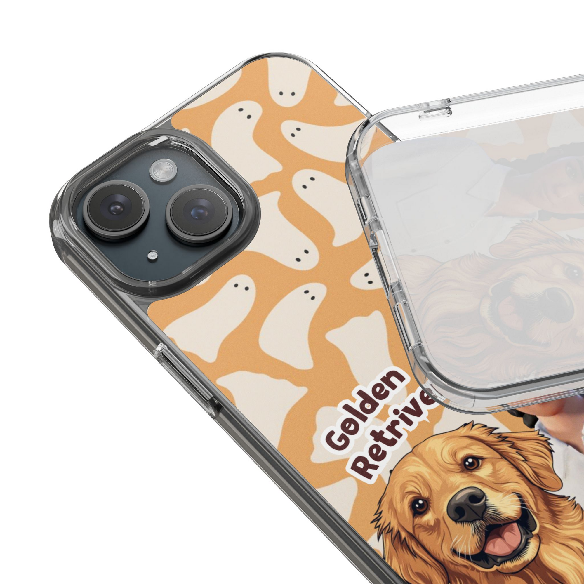 Halloween Edition - 1 Pet - Ghost Design - Custom Pet & Owner Photo Phone Case