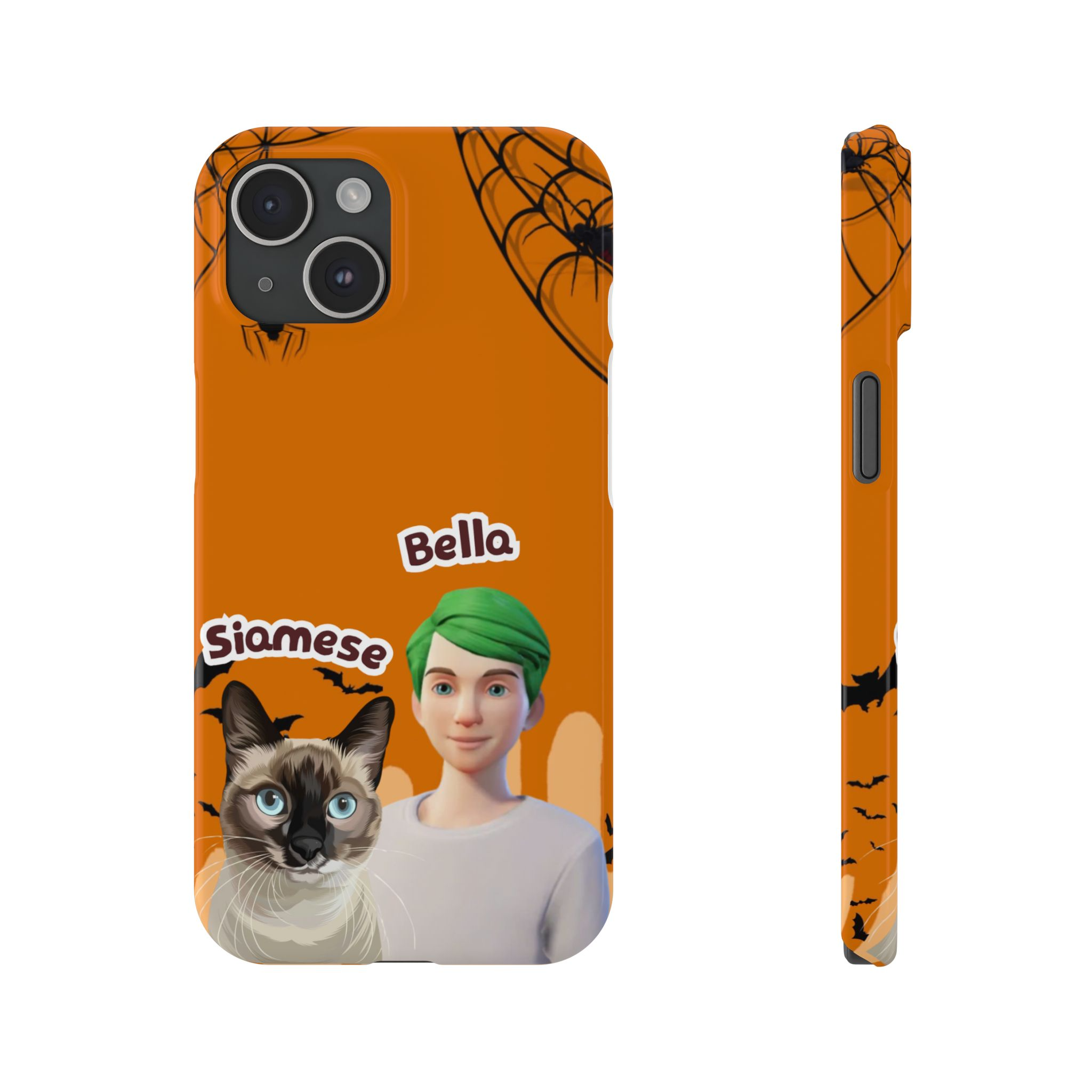 Halloween Edition - Spider Design - Custom Pet & Owner Photo Phone Case