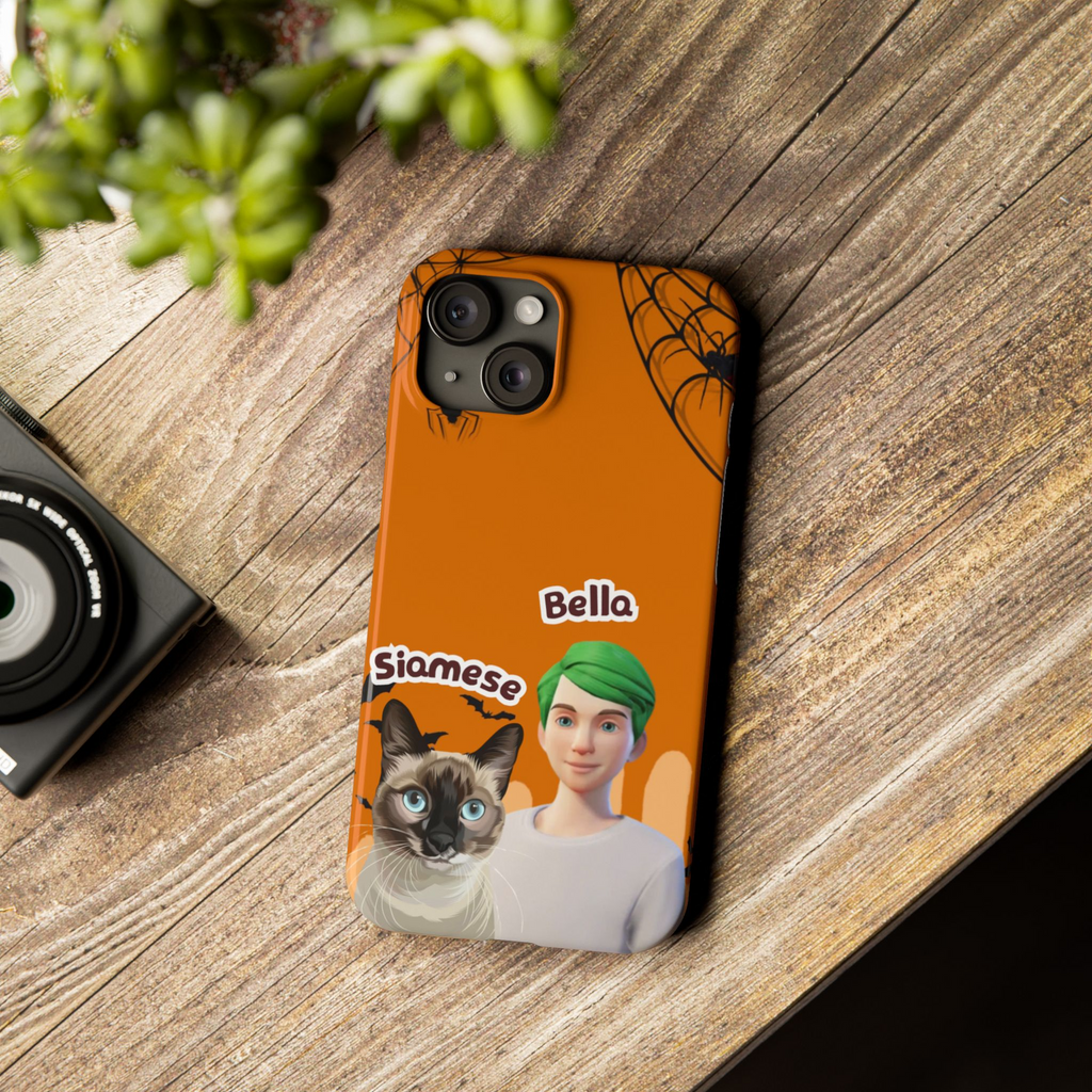Halloween Edition - Spider Design - Custom Pet & Owner Photo Phone Case