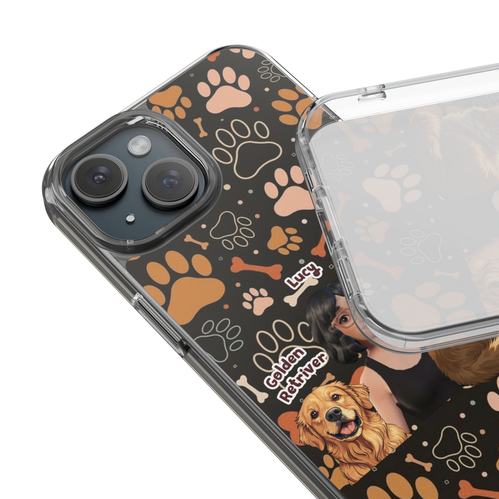 Halloween Edition - 2  Pets - Bones and Paws - Custom Pet & Owner Photo Phone Case