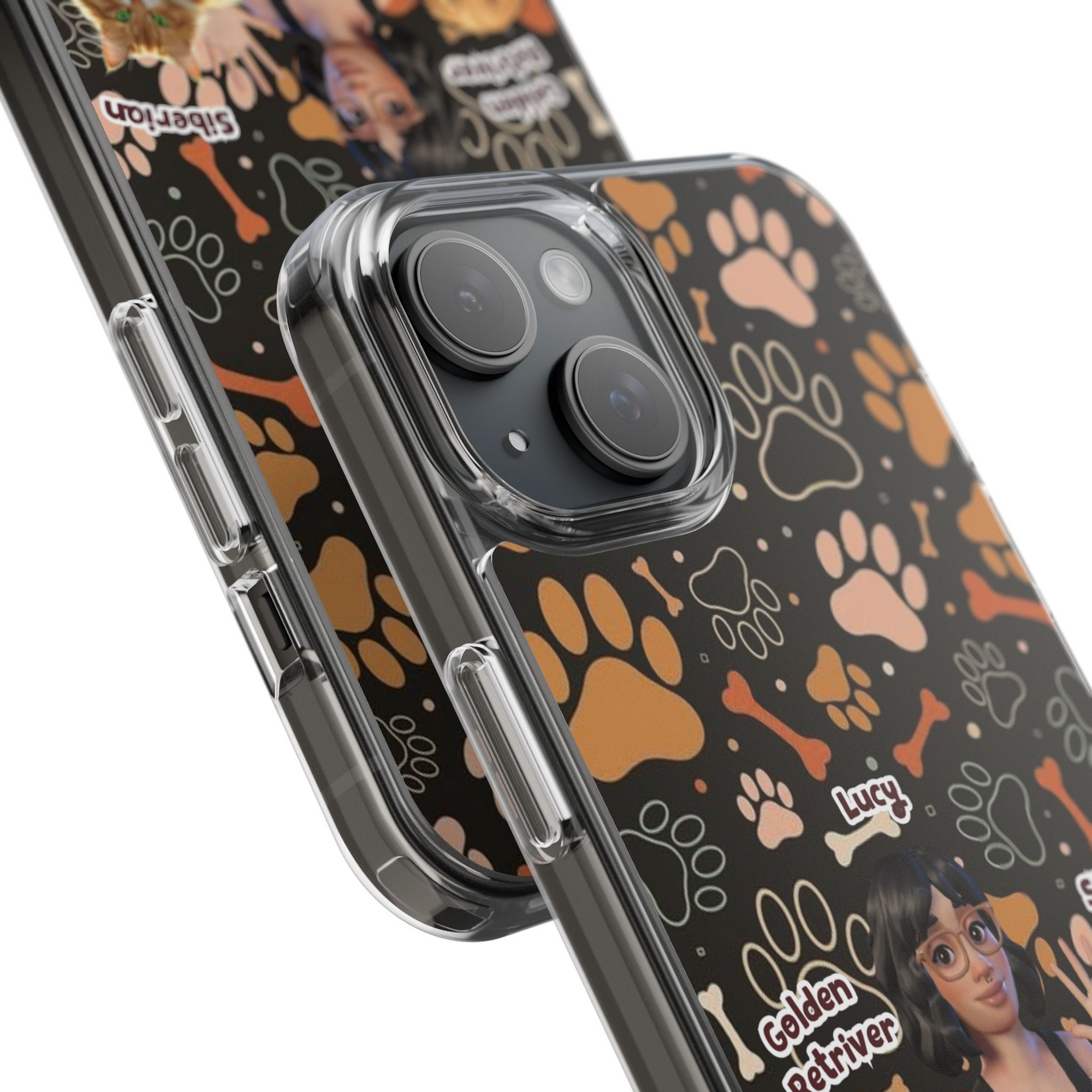 Halloween Edition - 2  Pets - Bones and Paws - Custom Pet & Owner Photo Phone Case
