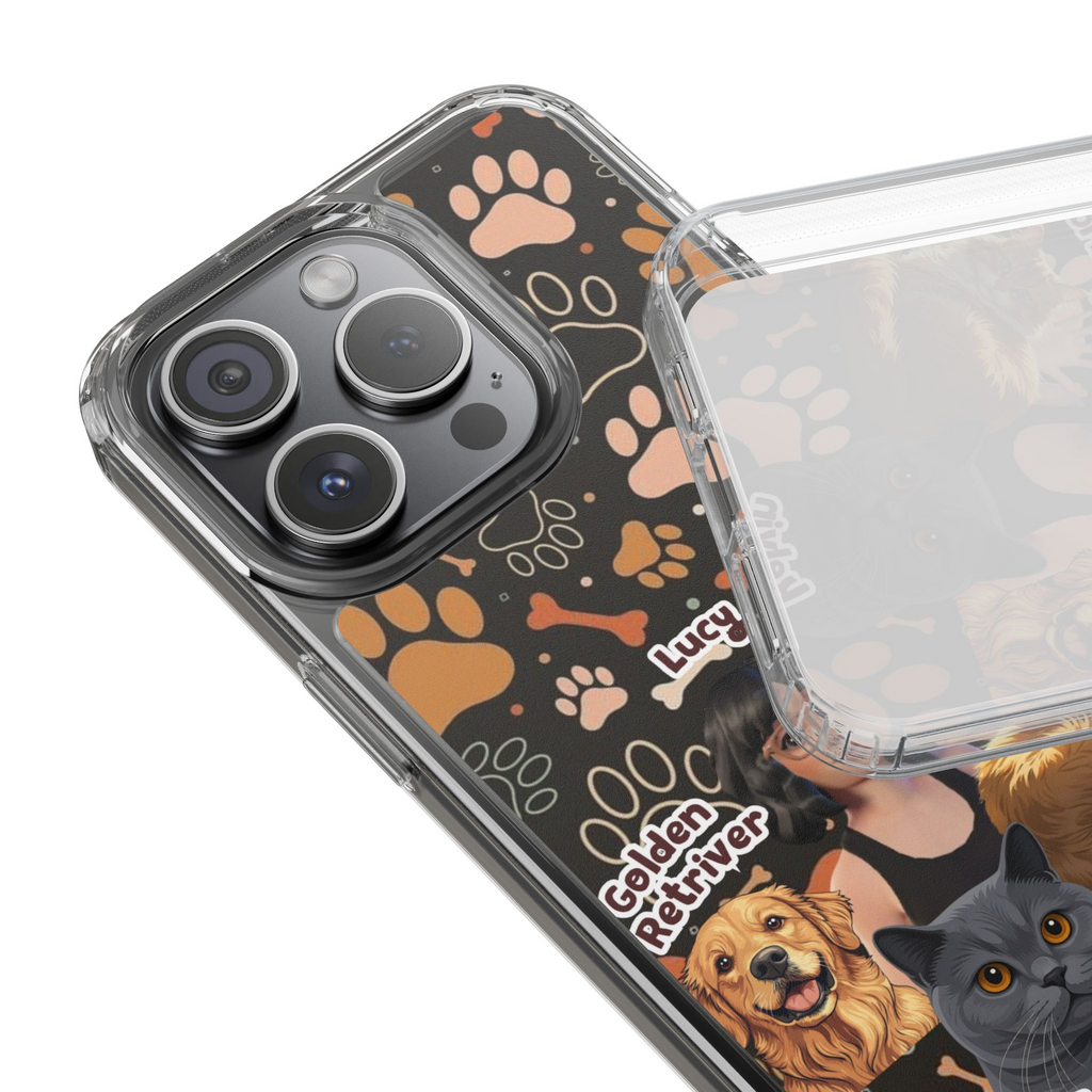 Halloween Edition - 3 Pets- Bones and Paws - Custom Pet & Owner Photo Phone Case