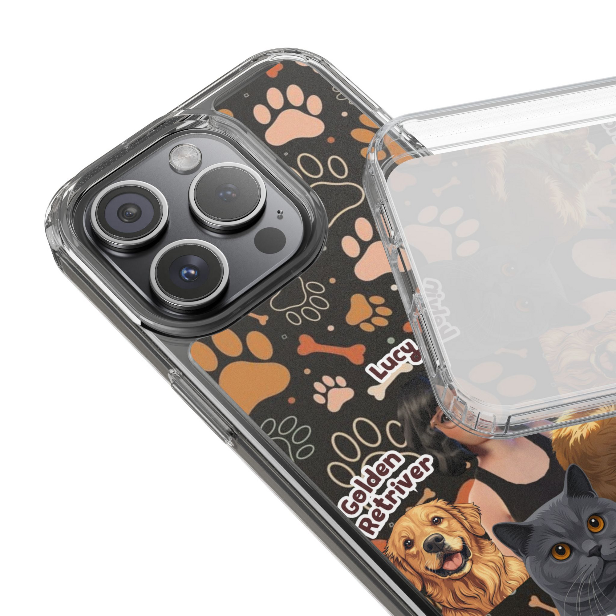 Halloween Edition - 3 Pets- Bones and Paws - Custom Pet & Owner Photo Phone Case