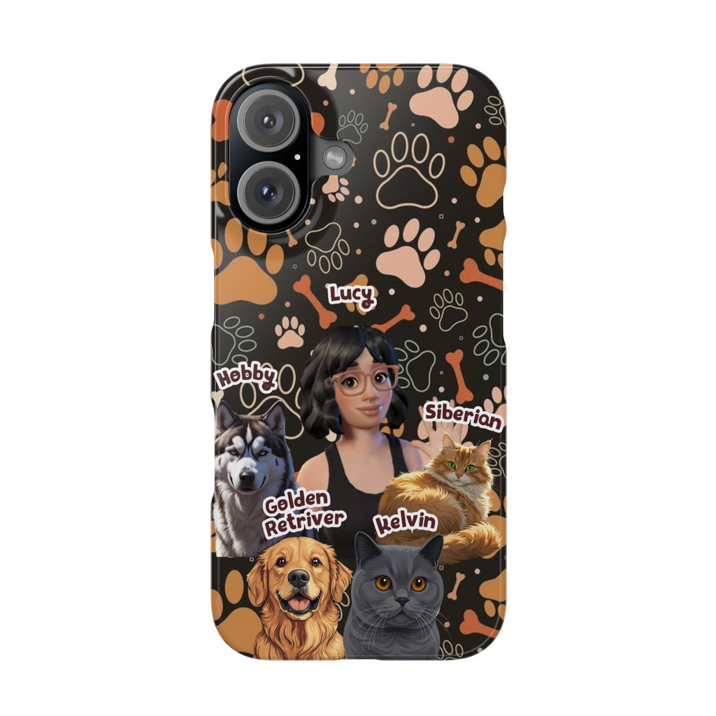 Halloween Edition - 4 Pets- Bones and Paws - Custom Pet & Owner Photo Phone Case
