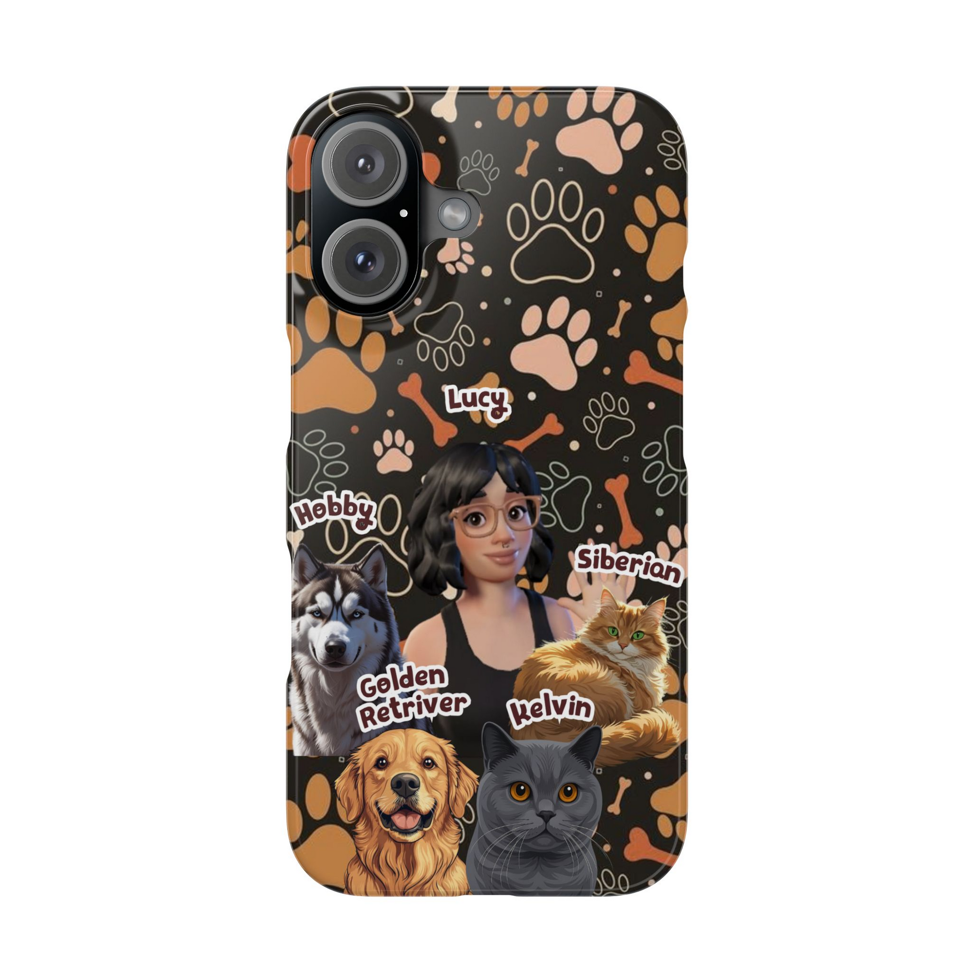 Halloween Edition - 4 Pets- Bones and Paws - Custom Pet & Owner Photo Phone Case