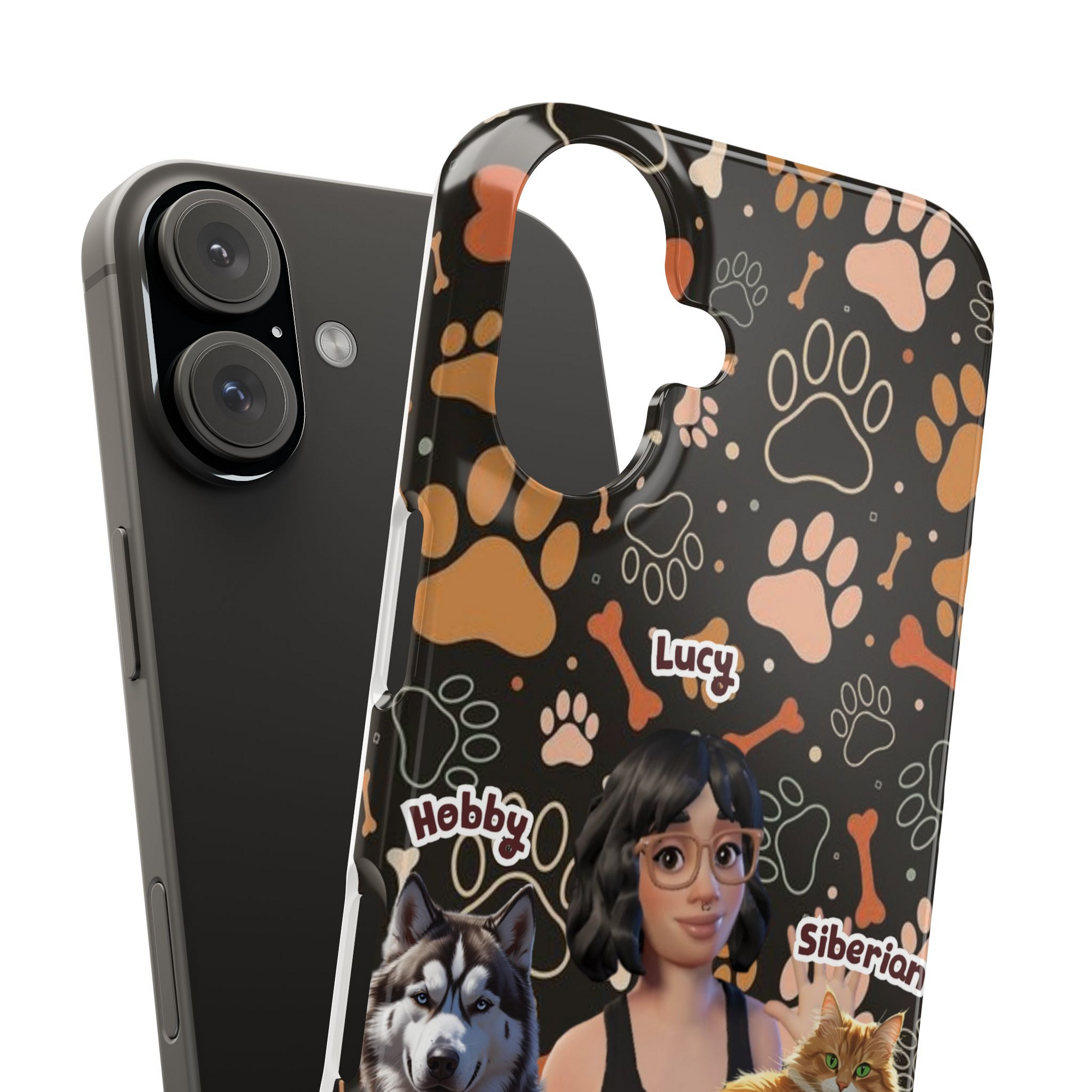 Halloween Edition - 4 Pets- Bones and Paws - Custom Pet & Owner Photo Phone Case