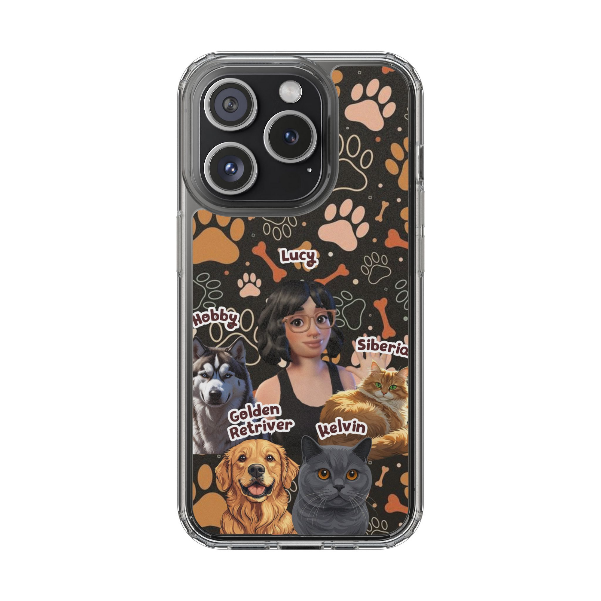 Halloween Edition - 4 Pets- Bones and Paws - Custom Pet & Owner Photo Phone Case