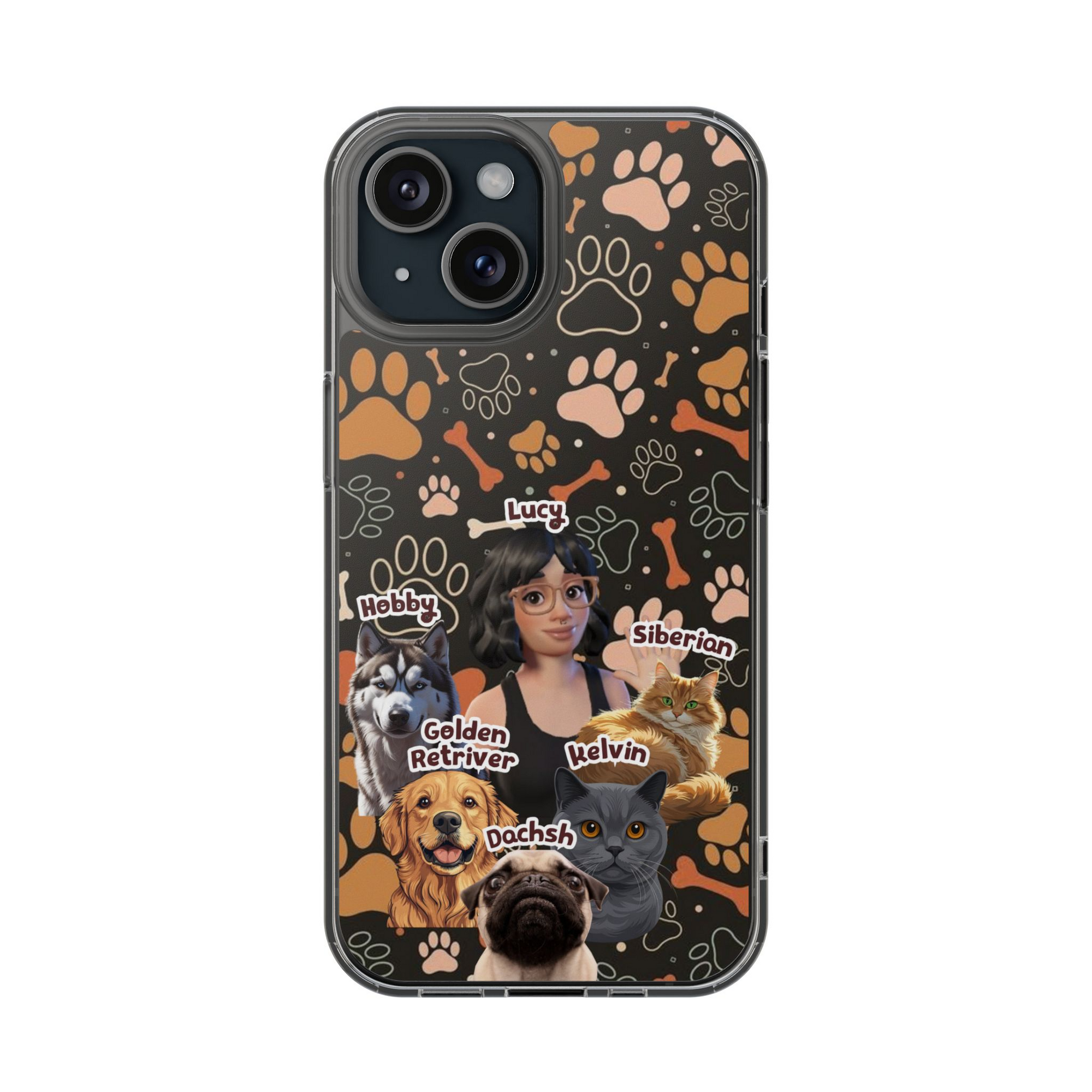 Halloween Edition - 5 Pets- Bones and Paws - Custom Pet & Owner Photo Phone Case