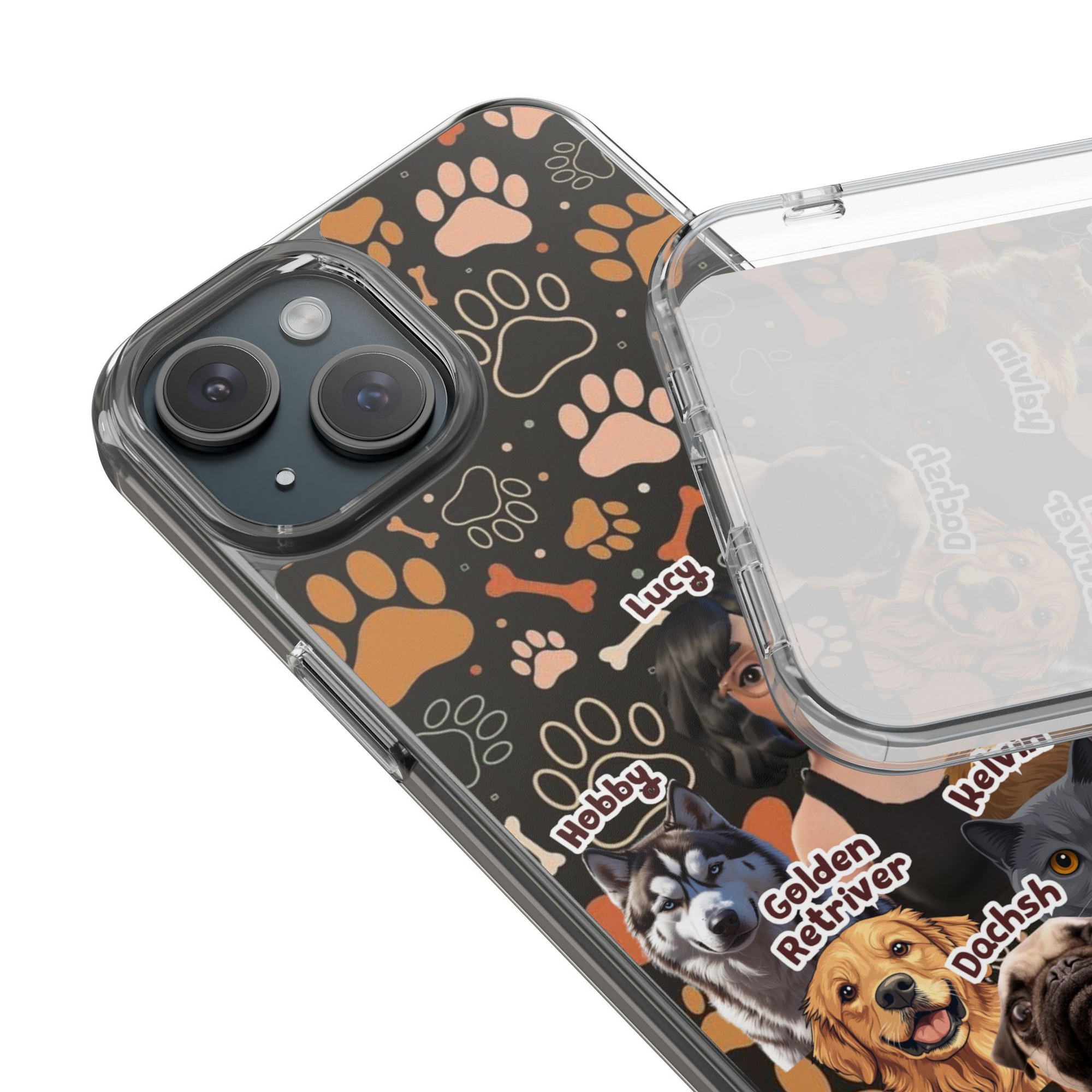 Halloween Edition - 5 Pets- Bones and Paws - Custom Pet & Owner Photo Phone Case