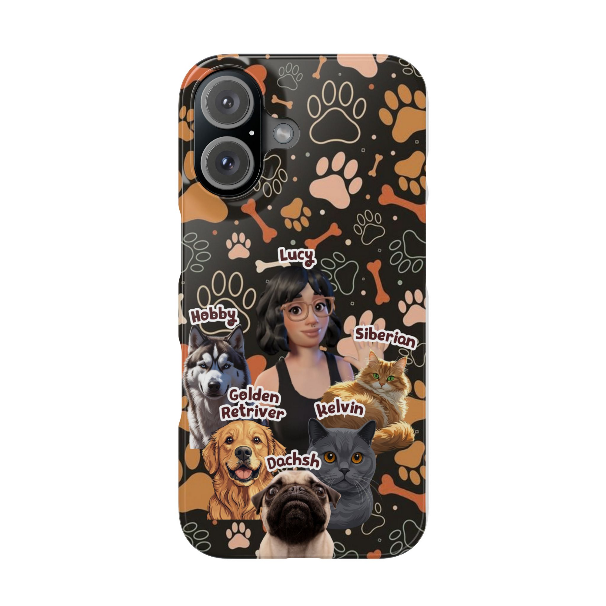 Halloween Edition - 5 Pets- Bones and Paws - Custom Pet & Owner Photo Phone Case