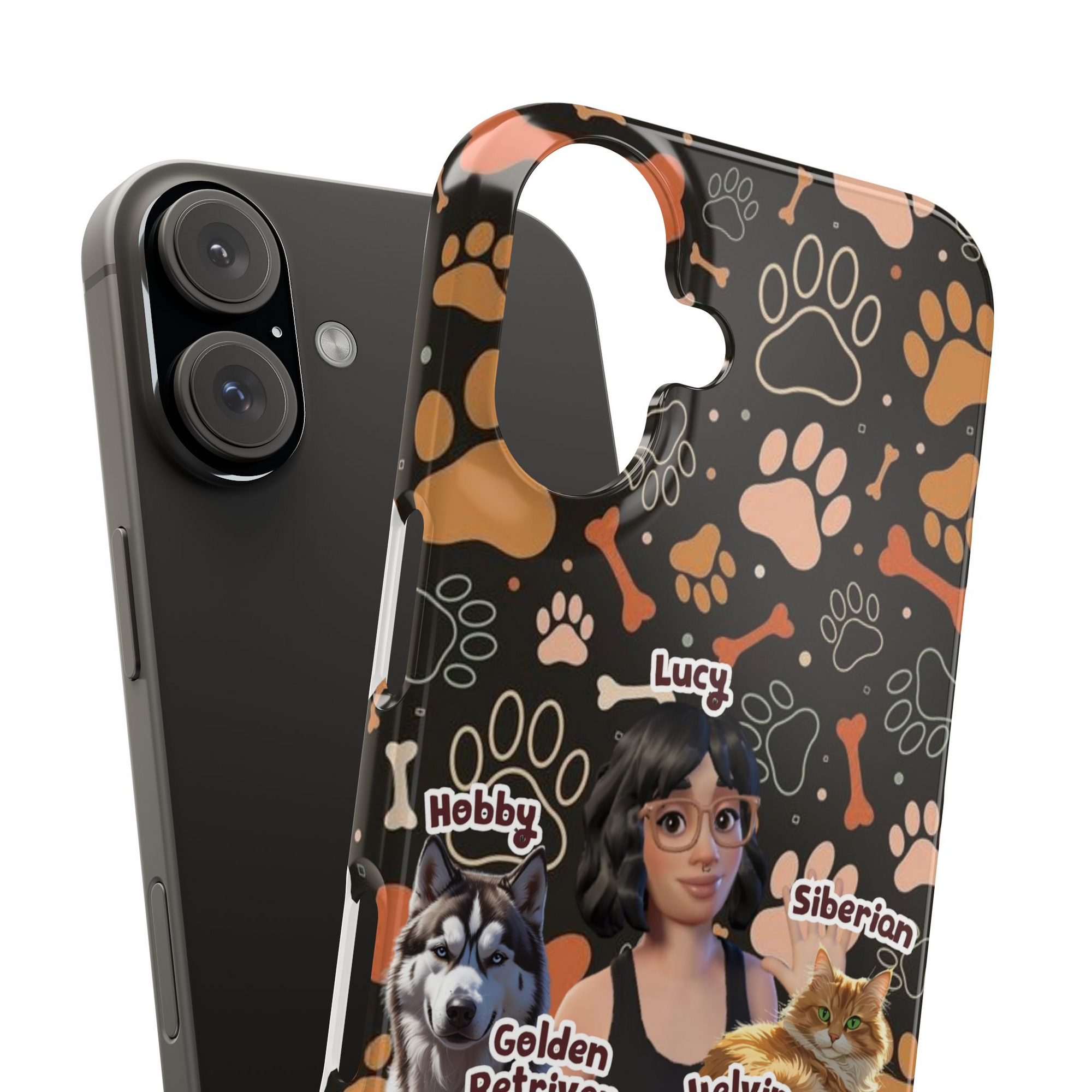 Halloween Edition - 5 Pets- Bones and Paws - Custom Pet & Owner Photo Phone Case