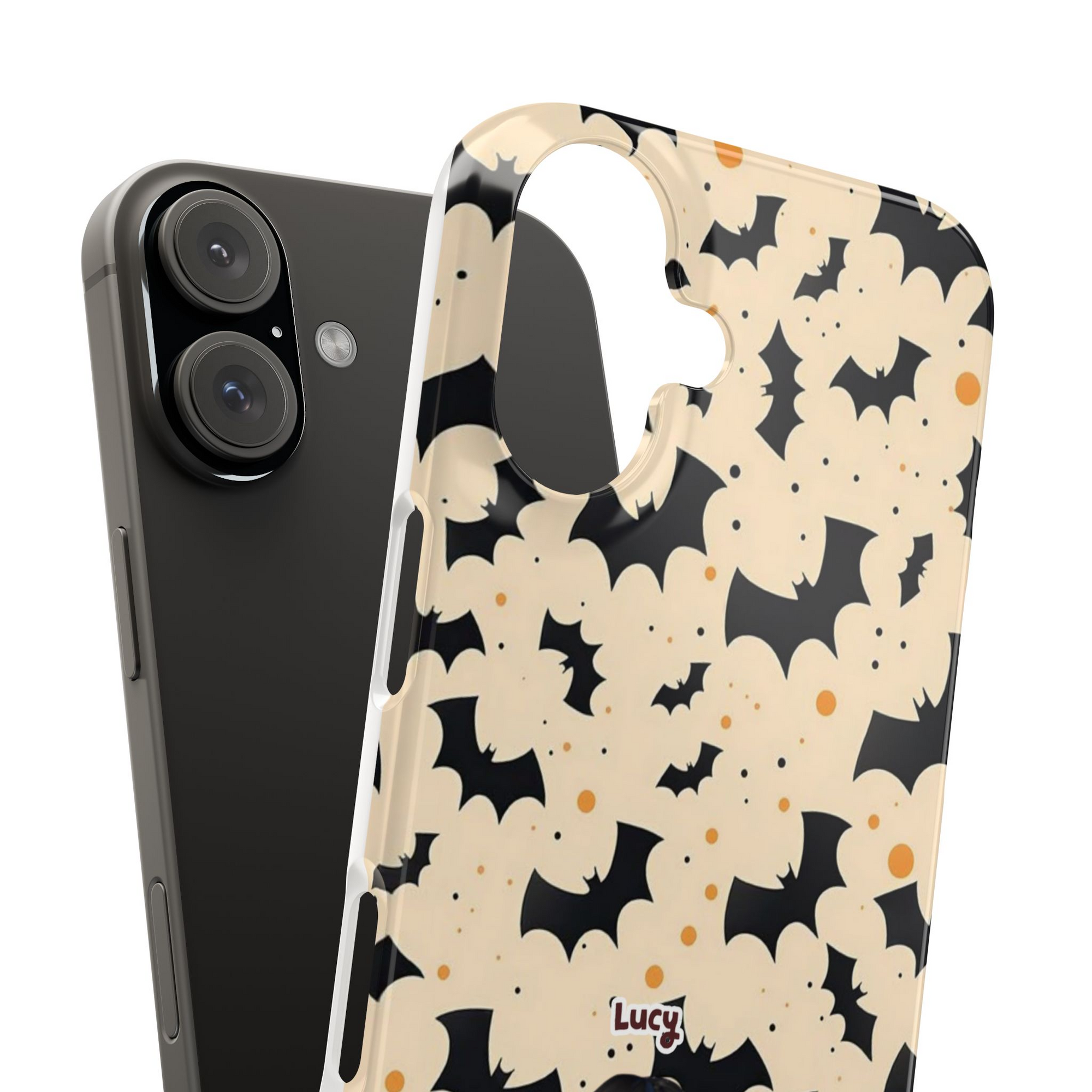 Halloween Edition - 2 Pets - Bat Design - Custom Pet & Owner Photo Phone Case