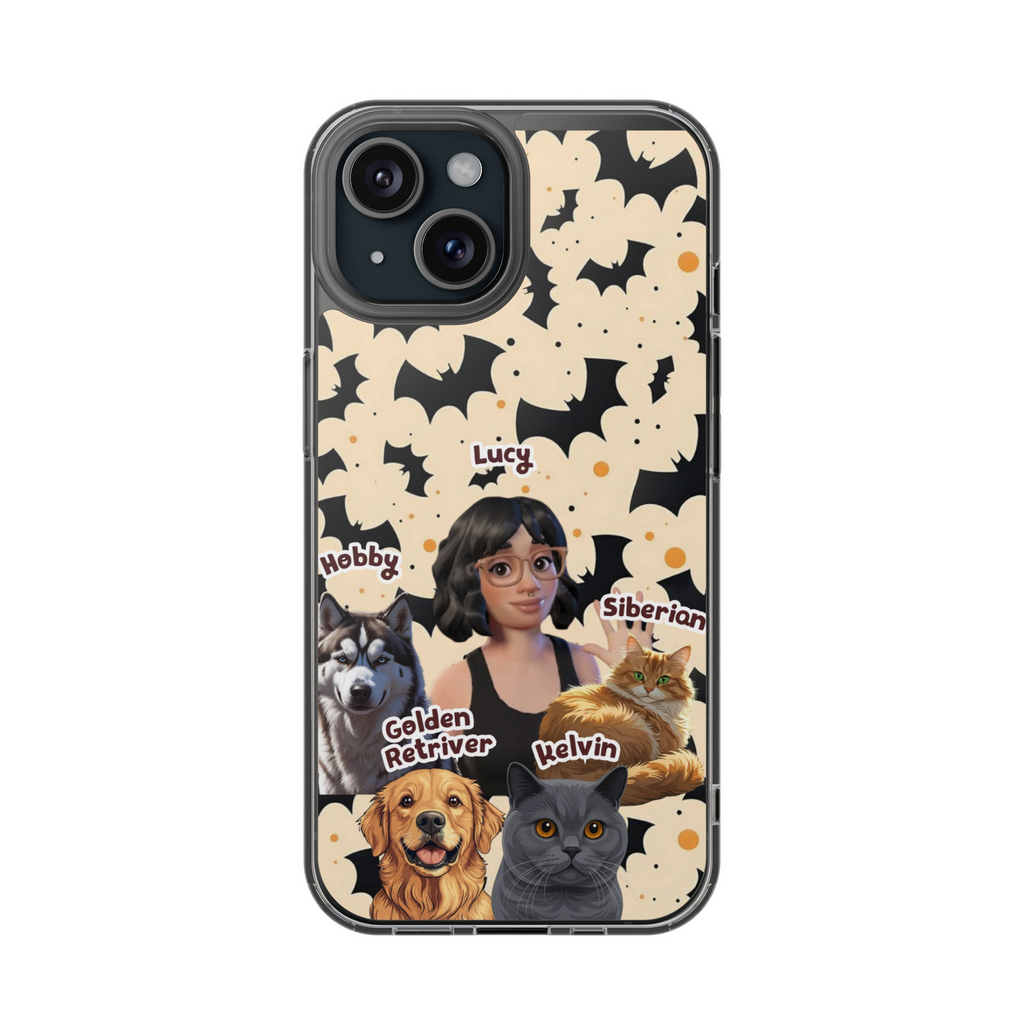 Halloween Edition - 4 Pets - Bat Design - Custom Pet & Owner Photo Phone Case