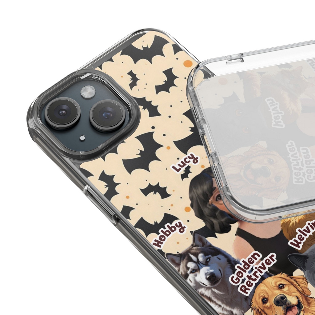 Halloween Edition - 4 Pets - Bat Design - Custom Pet & Owner Photo Phone Case