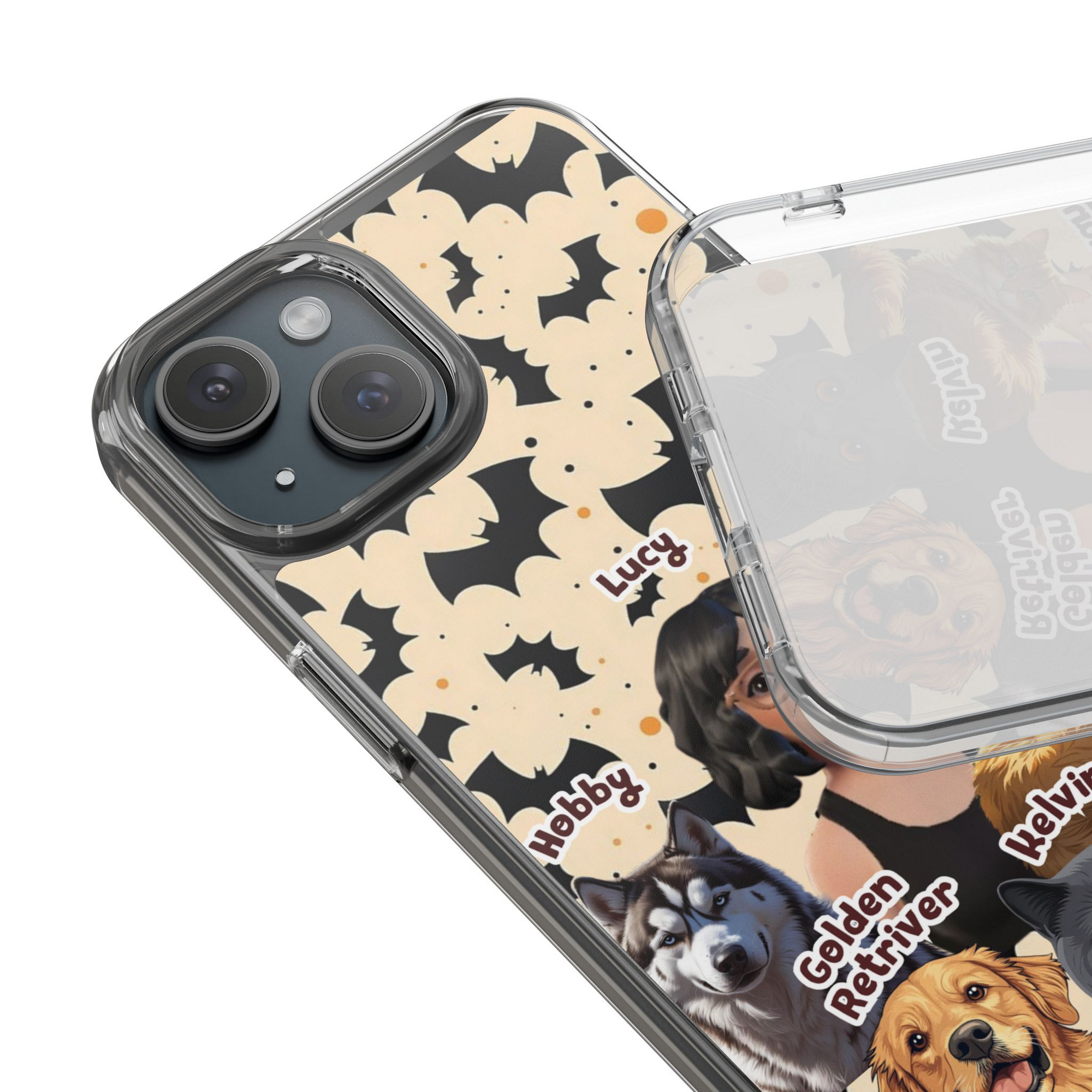 Halloween Edition - 4 Pets - Bat Design - Custom Pet & Owner Photo Phone Case