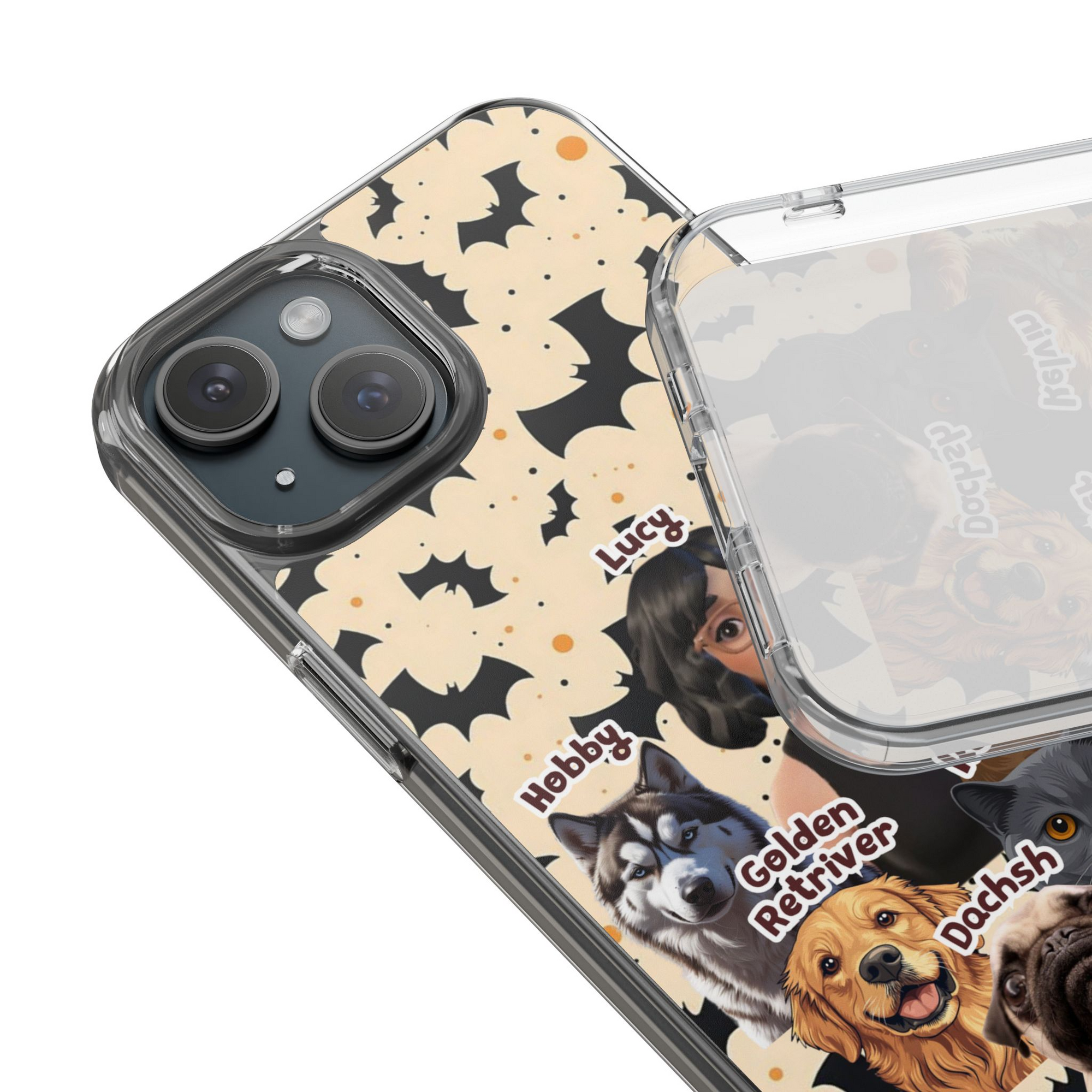 Halloween Edition - 5 Pets - Bat Design - Custom Pet & Owner Photo Phone Case