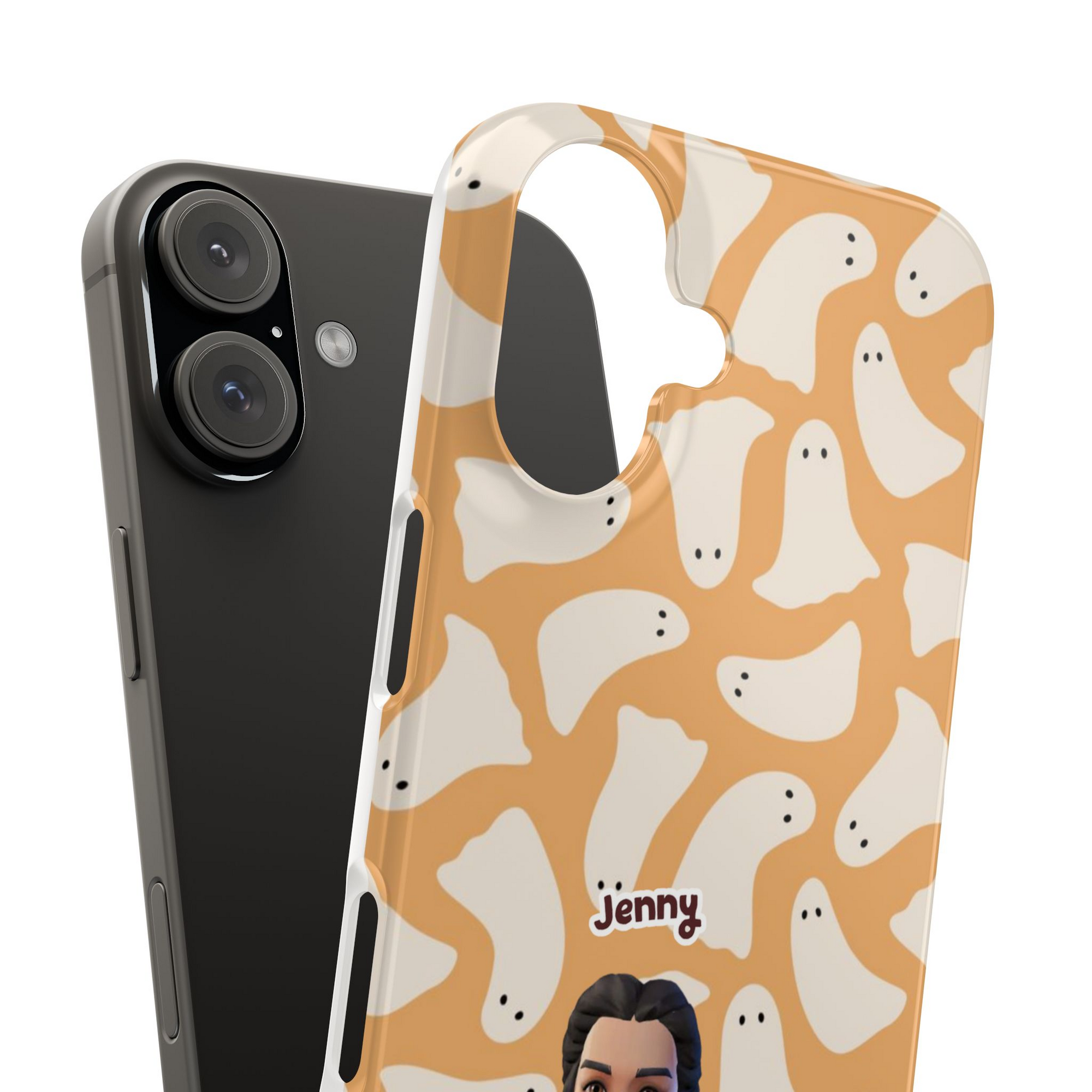 Halloween Edition - 2 Pets - Ghost Design - Custom Pet & Owner Photo Phone Case