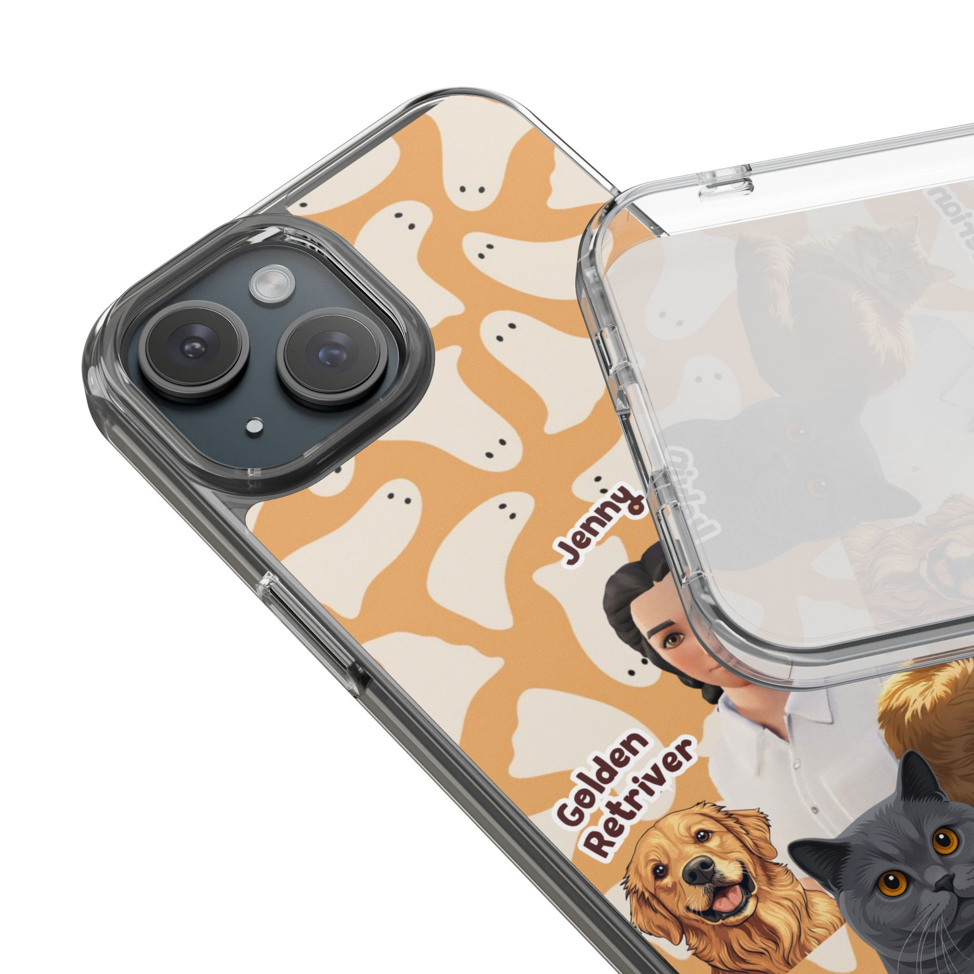 Halloween Edition - 3 Pets - Ghost Design - Custom Pet & Owner Photo Phone Case