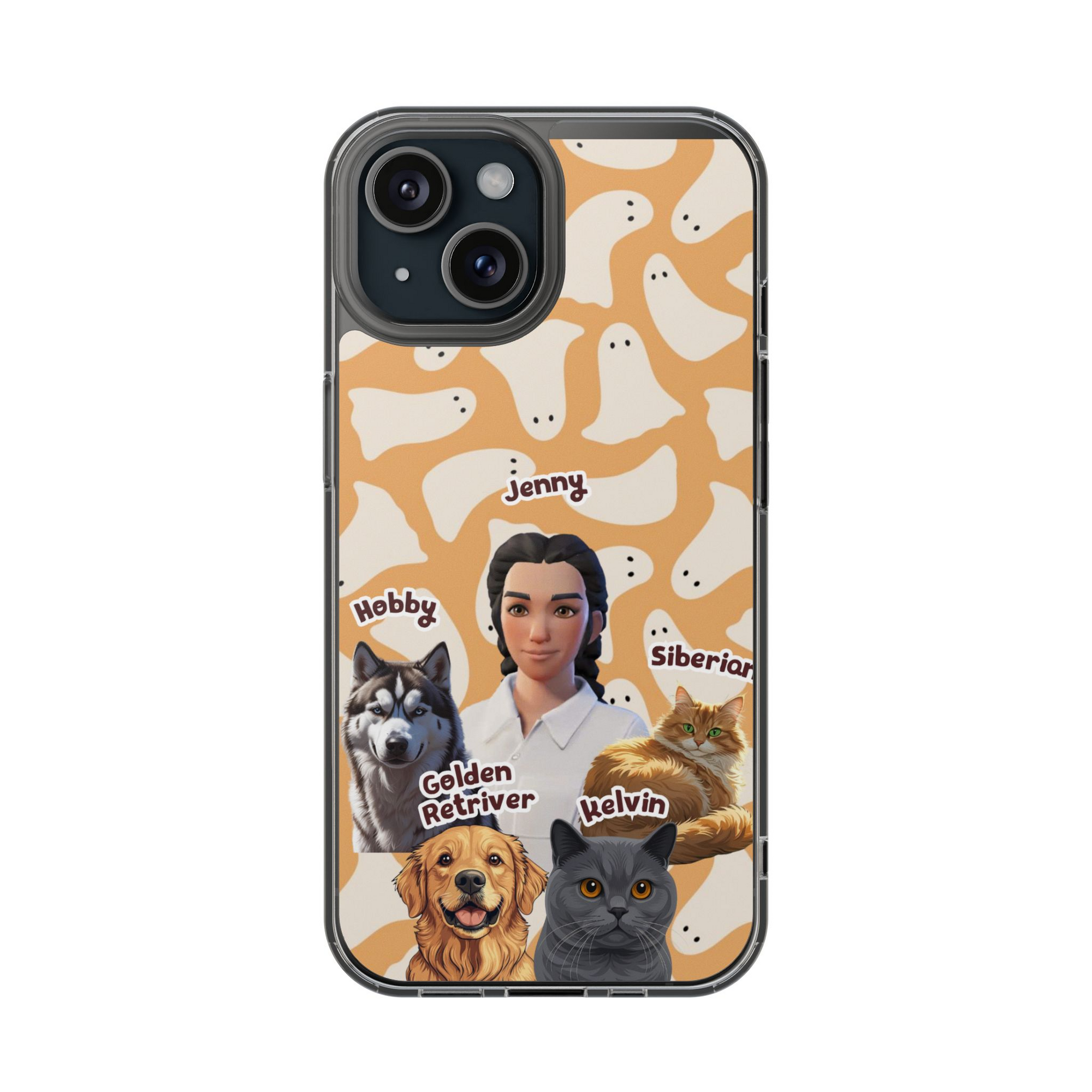 Halloween Edition - 4 Pets - Ghost Design - Custom Pet & Owner Photo Phone Case