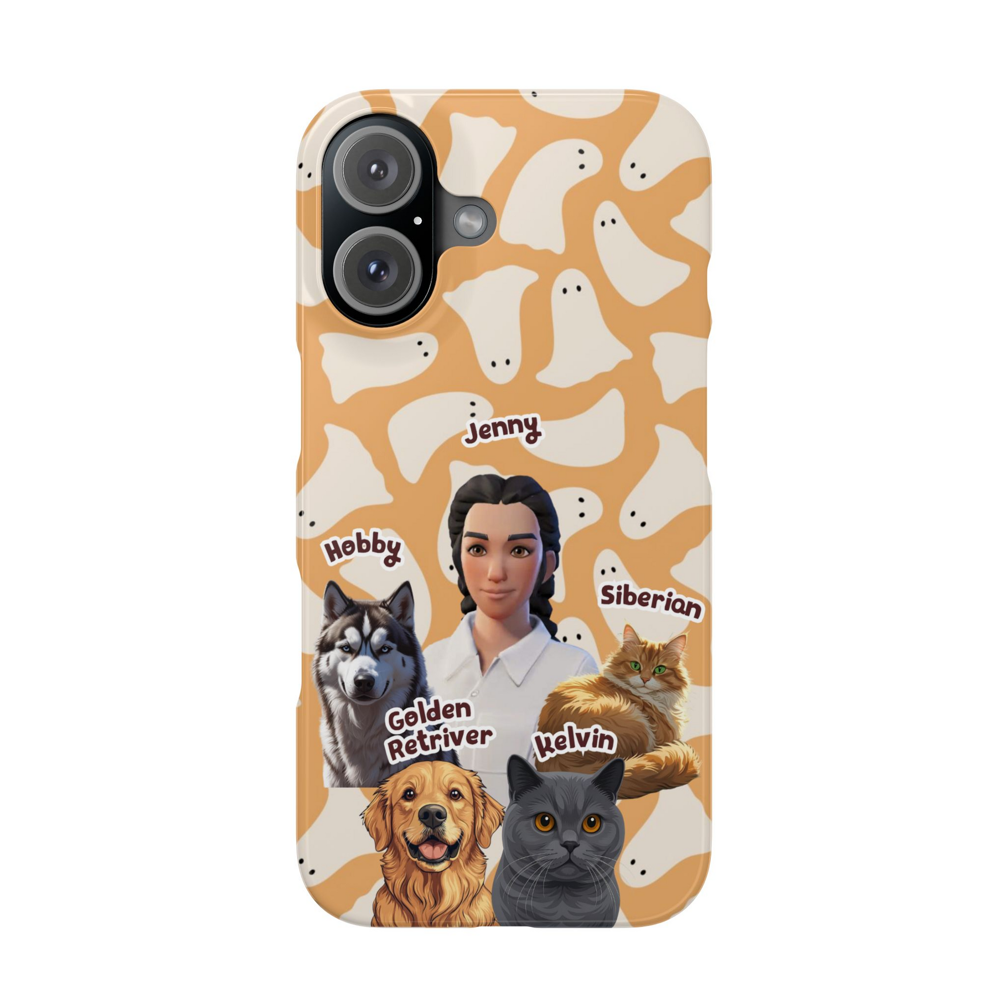 Halloween Edition - 4 Pets - Ghost Design - Custom Pet & Owner Photo Phone Case