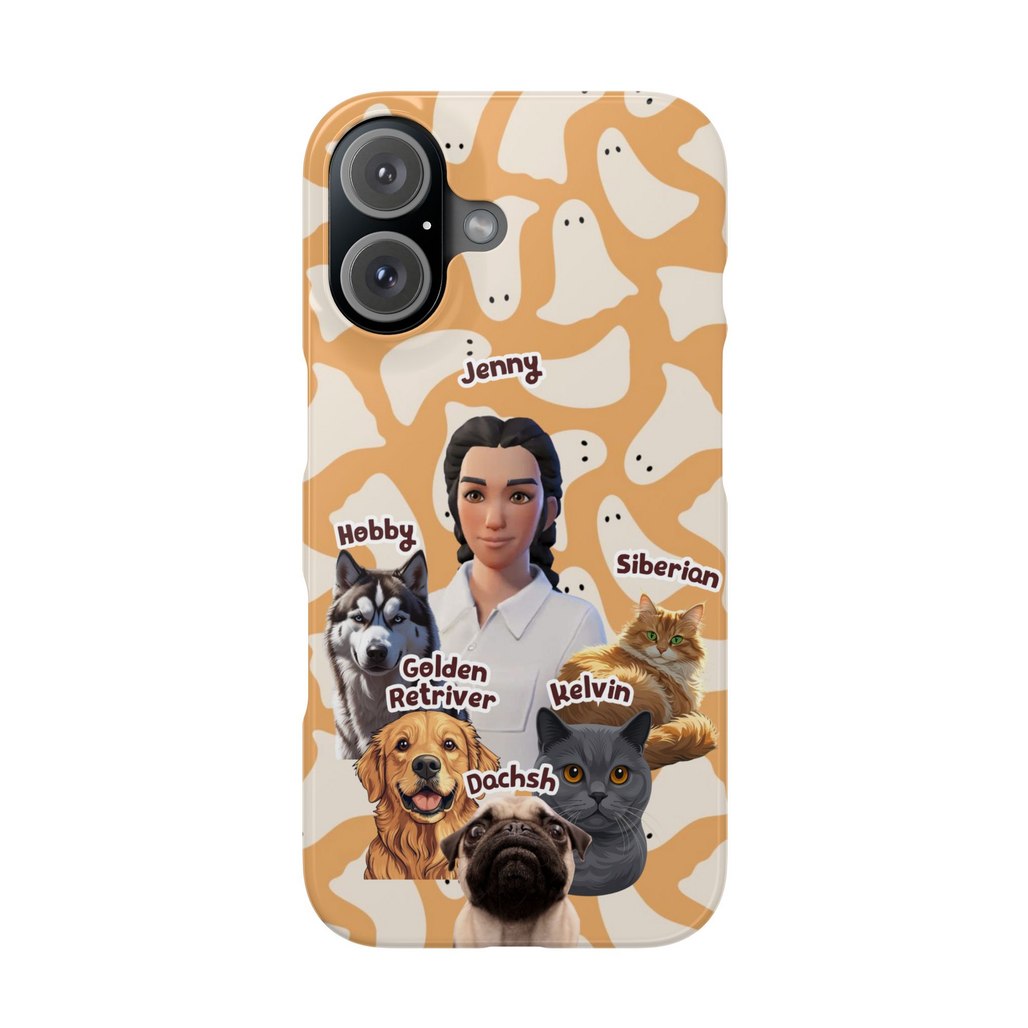 Halloween Edition - 5 Pets - Ghost Design - Custom Pet & Owner Photo Phone Case