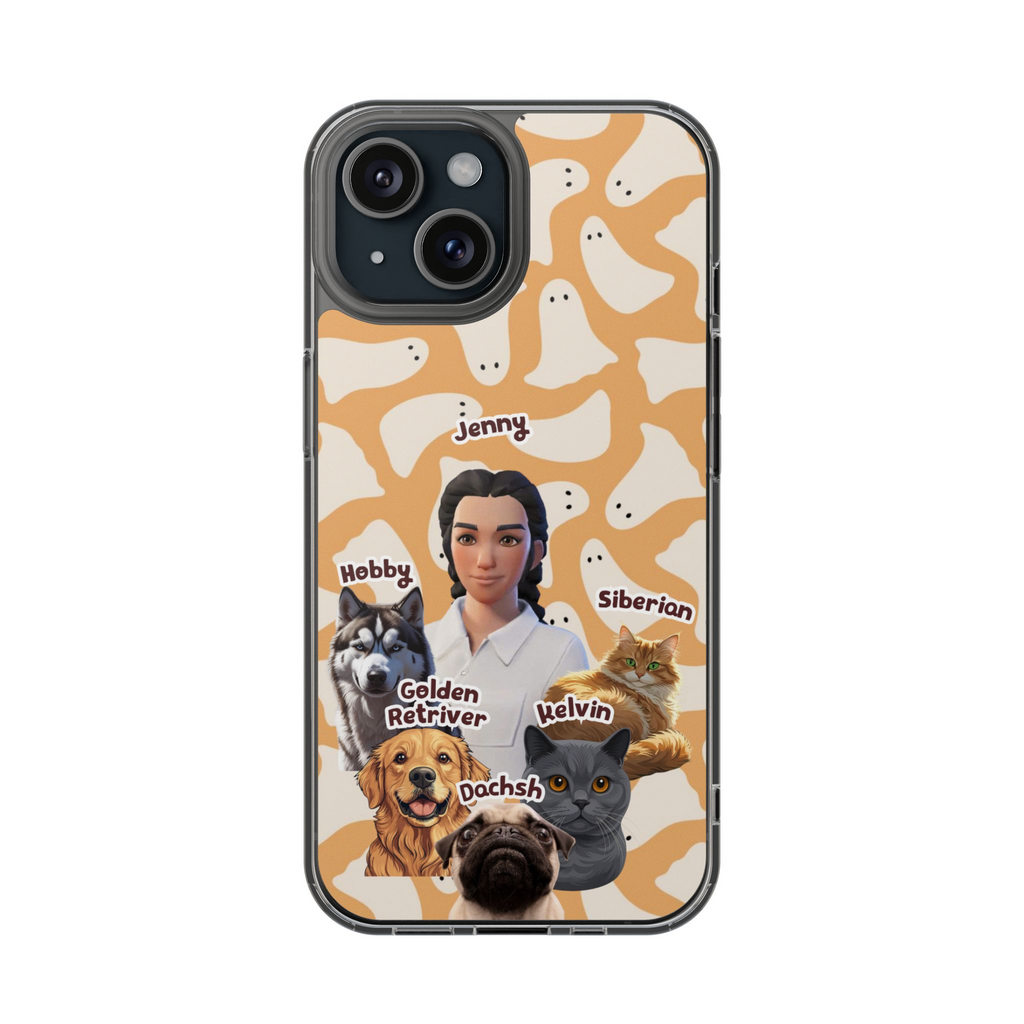 Halloween Edition - 5 Pets - Ghost Design - Custom Pet & Owner Photo Phone Case