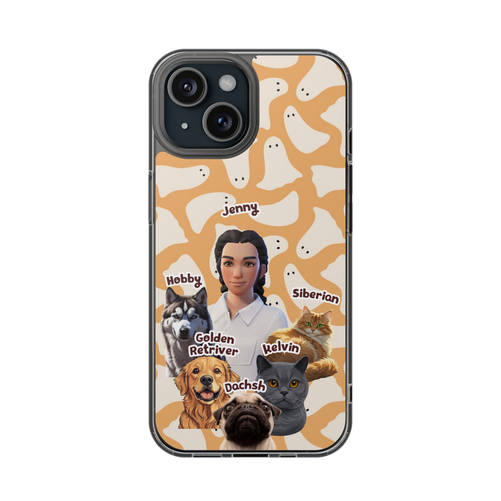 Halloween Edition - 5 Pets - Ghost Design - Custom Pet & Owner Photo Phone Case