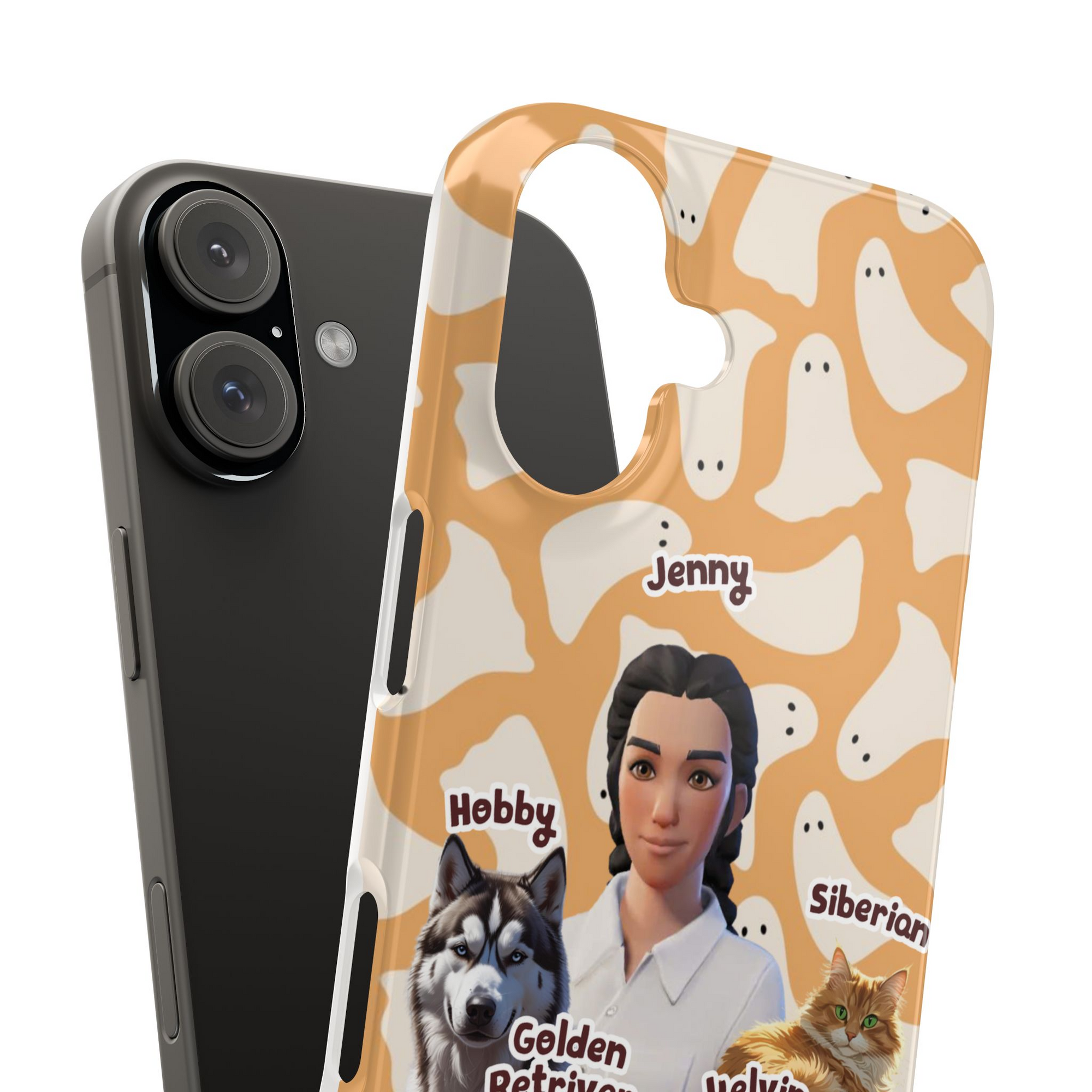 Halloween Edition - 5 Pets - Ghost Design - Custom Pet & Owner Photo Phone Case