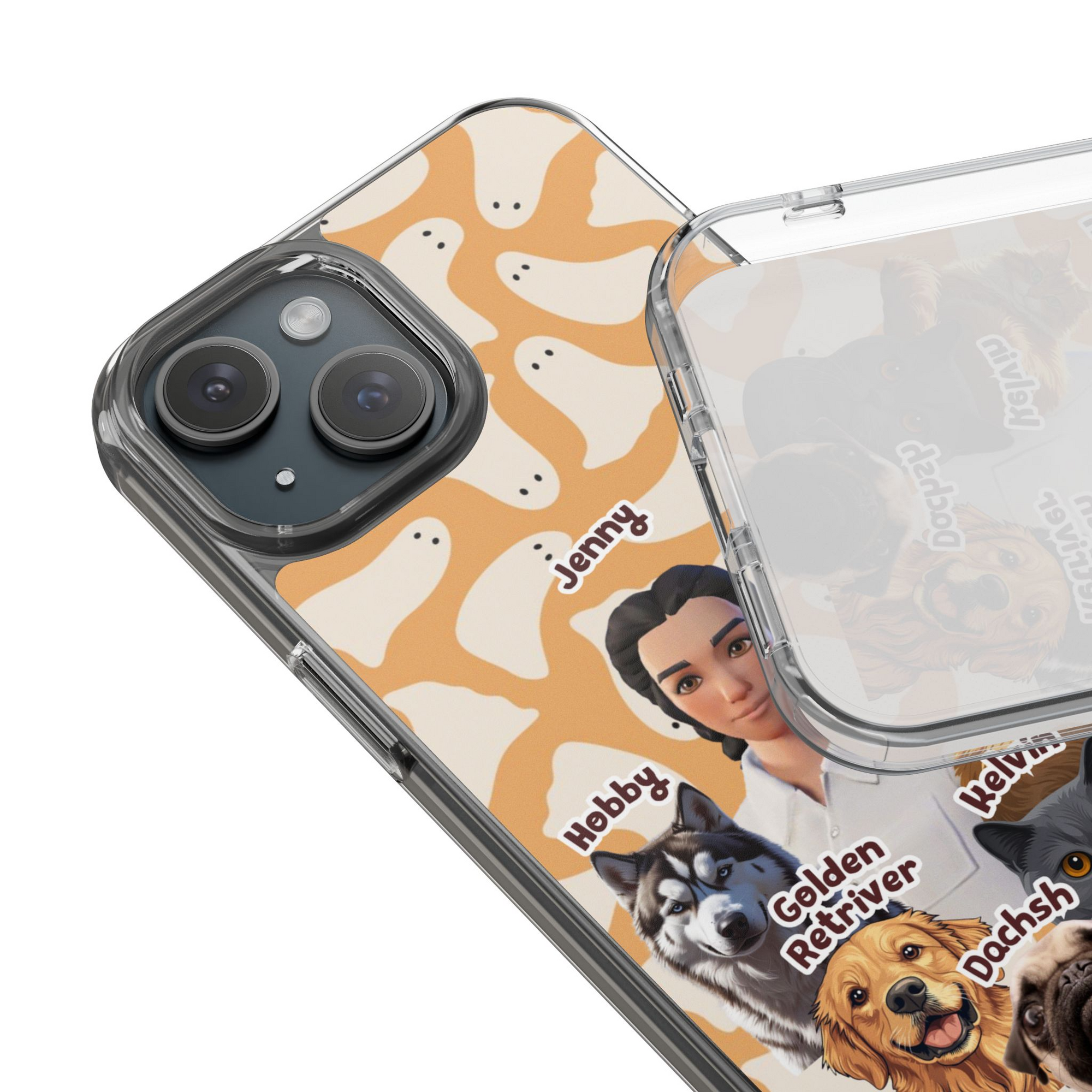 Halloween Edition - 5 Pets - Ghost Design - Custom Pet & Owner Photo Phone Case